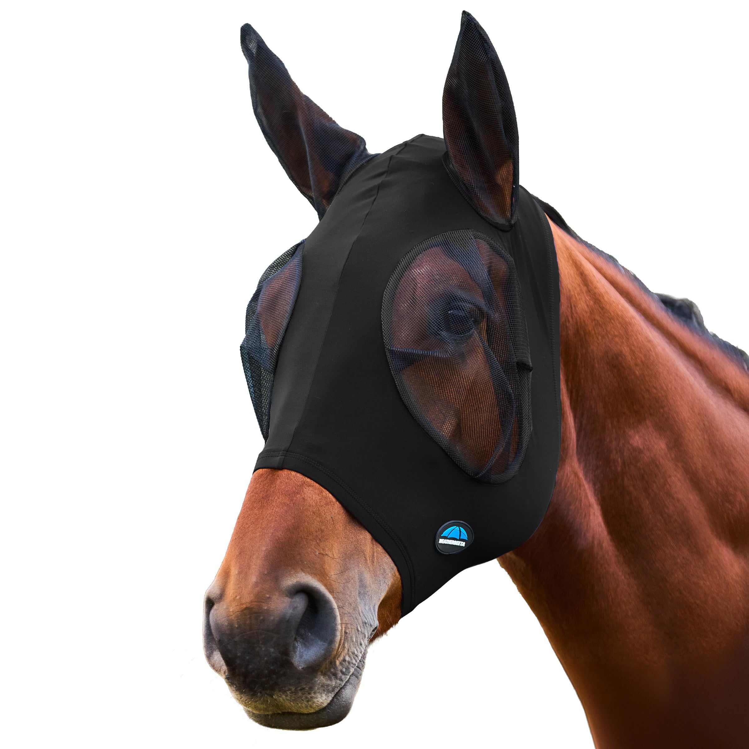 WeatherBeeta ComFiTec Stretch Fly Mask with Ears, Black/Black, Xxsmall โ image 1