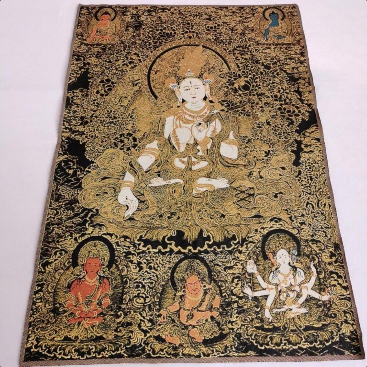 Thangka jedwabny haft buddyzm tybetański Guanyin Tara Kwan Yin Tangka wisząca na ścianę do wystroju domu gobelin medytacja