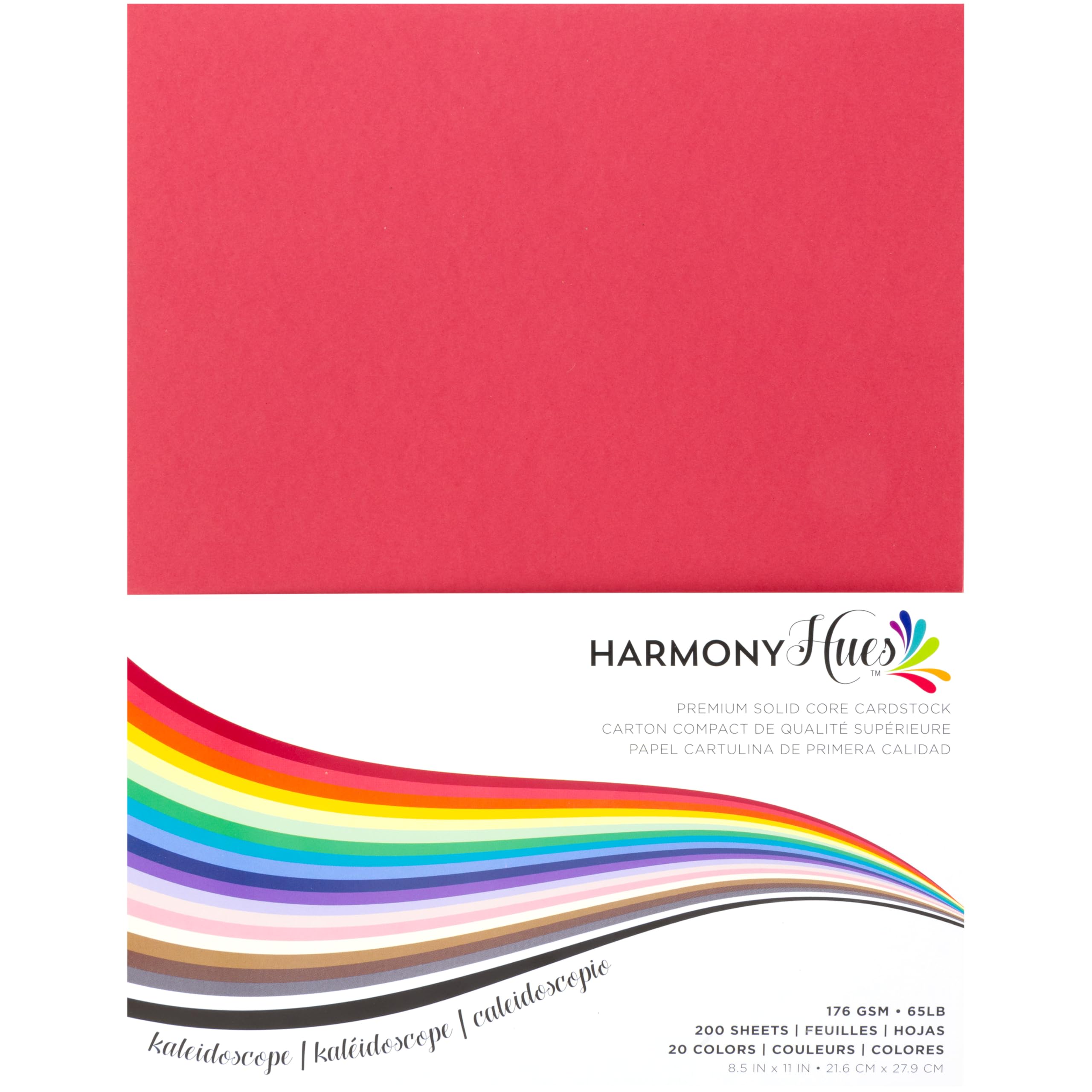 Cardstock 8,5 x 11 Papierpackung – 29,5 kg Karton für Bastelarbeiten, Kartenherstellung, Drucker, 200 Scrapbook-Blätter, verschiedene Farben, doppelseitig mit festem Kern, Kaleidoskop