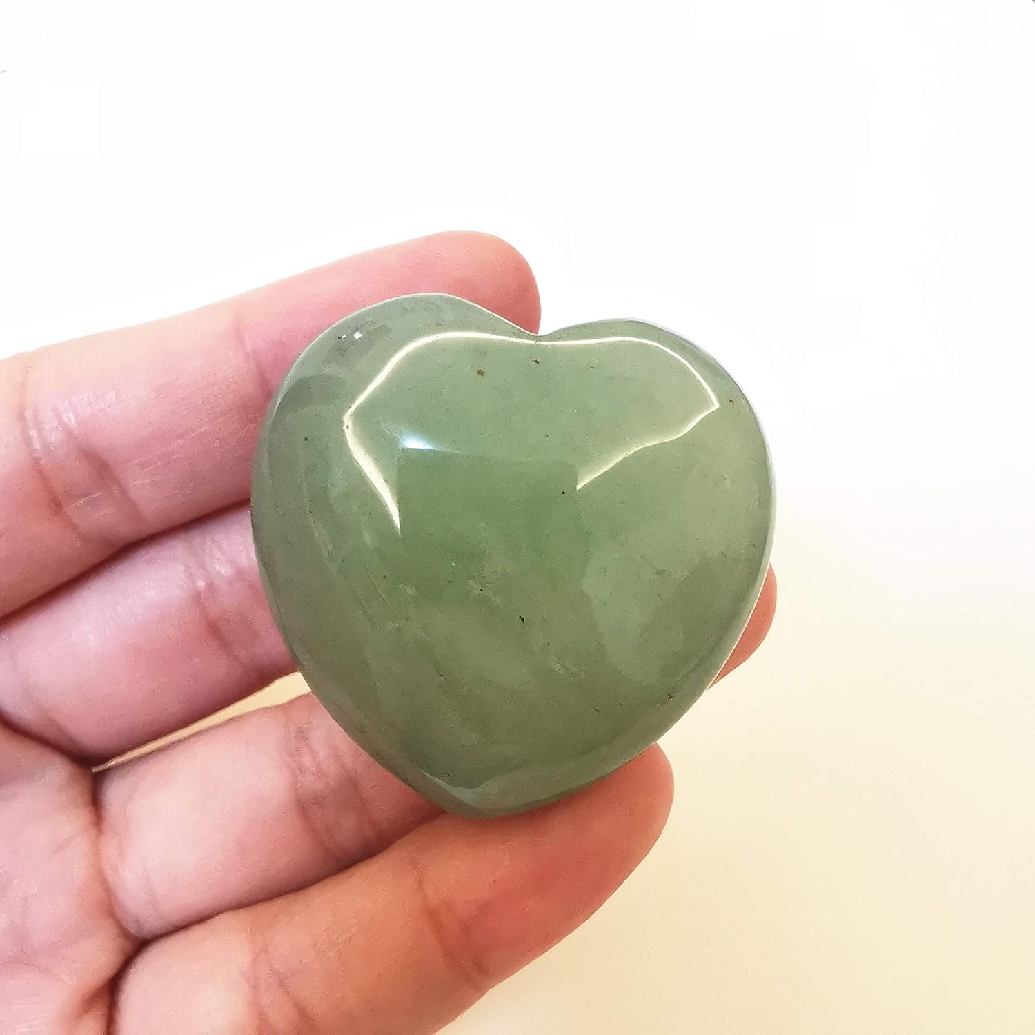 Manekieko Natural Green Aventurine Palm Worry Carved Heart Love Stone,40mm Crystals and Healing Stones, 40*40*20mm - Image 3