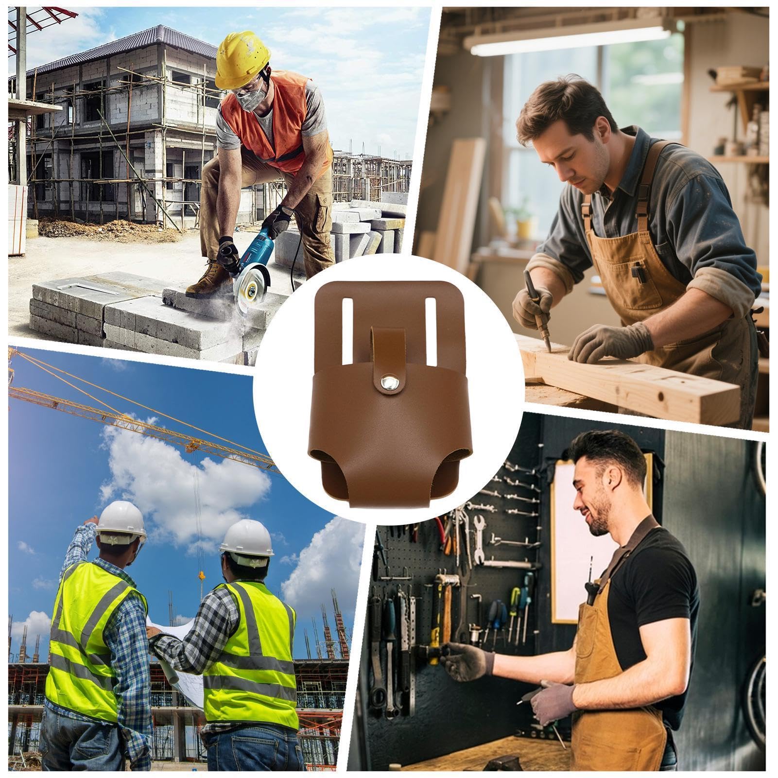 Soporte de cinta de cuero, bolsa de herramientas de bolsillo portátil, estuche compacto con clip para cinturón, soportes de cinta de cuero resistente, almacenamiento de herramientas con diseño seguro