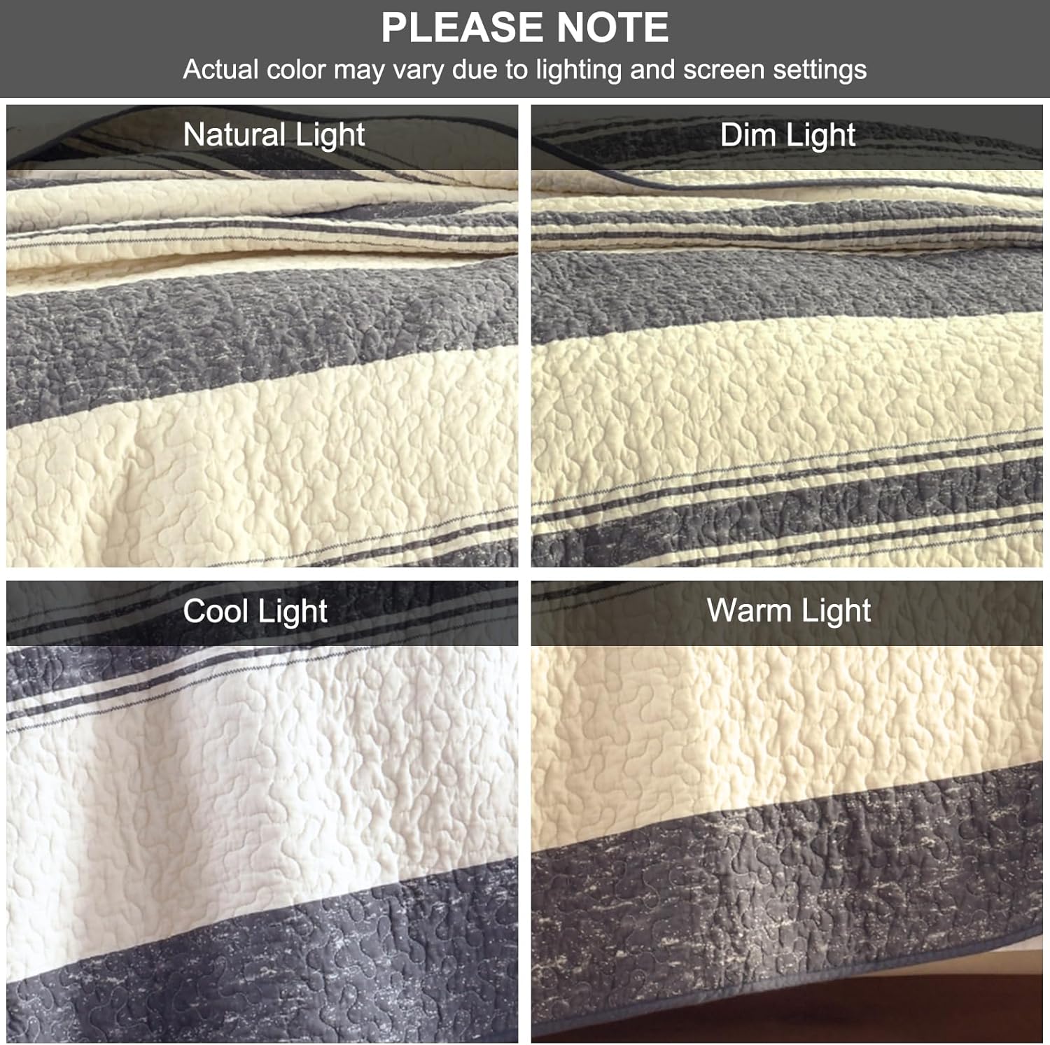 PANGUSHAN 100% Cotton Quilt King Size, King Quilt Set, Farmhouse Striped Quilt Bedding Set Bedspread for King Bed, All Seasons, 3pcs - Image 9