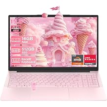 15.6 Inch FHD Pink Laptop for Work, College Students & Home