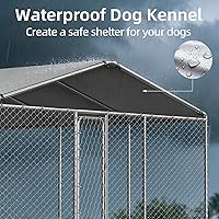 Vista 3 de Perrera para perros de 10 x 10 pies, recinto resistente para perros exteriores con cubierta impermeable y cerradura de seguridad para perros grandes