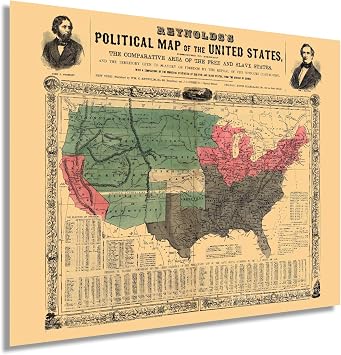 HISTORIX 1856 United States Political Map - 24x30 Wall Art