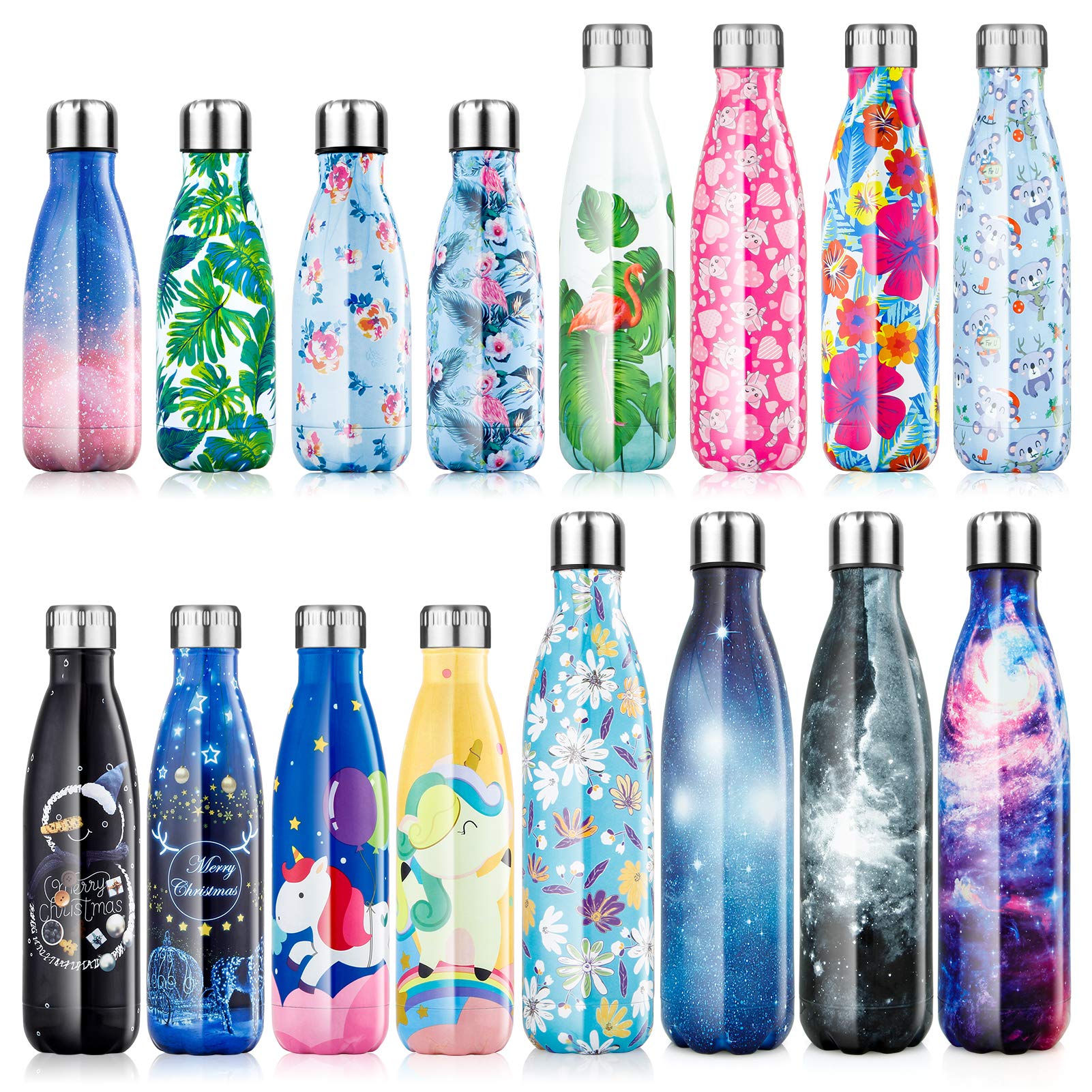 FANCYTIMES Bottle - 350ml, 500ml, 750ml - Leakproof, Ultimate Insulated, BPA-Free, Double Walled Stainless Steel Vacuum Flask Water Bottle - 12 Hours Hot & 24 Hours Cold - 21 Patterns…