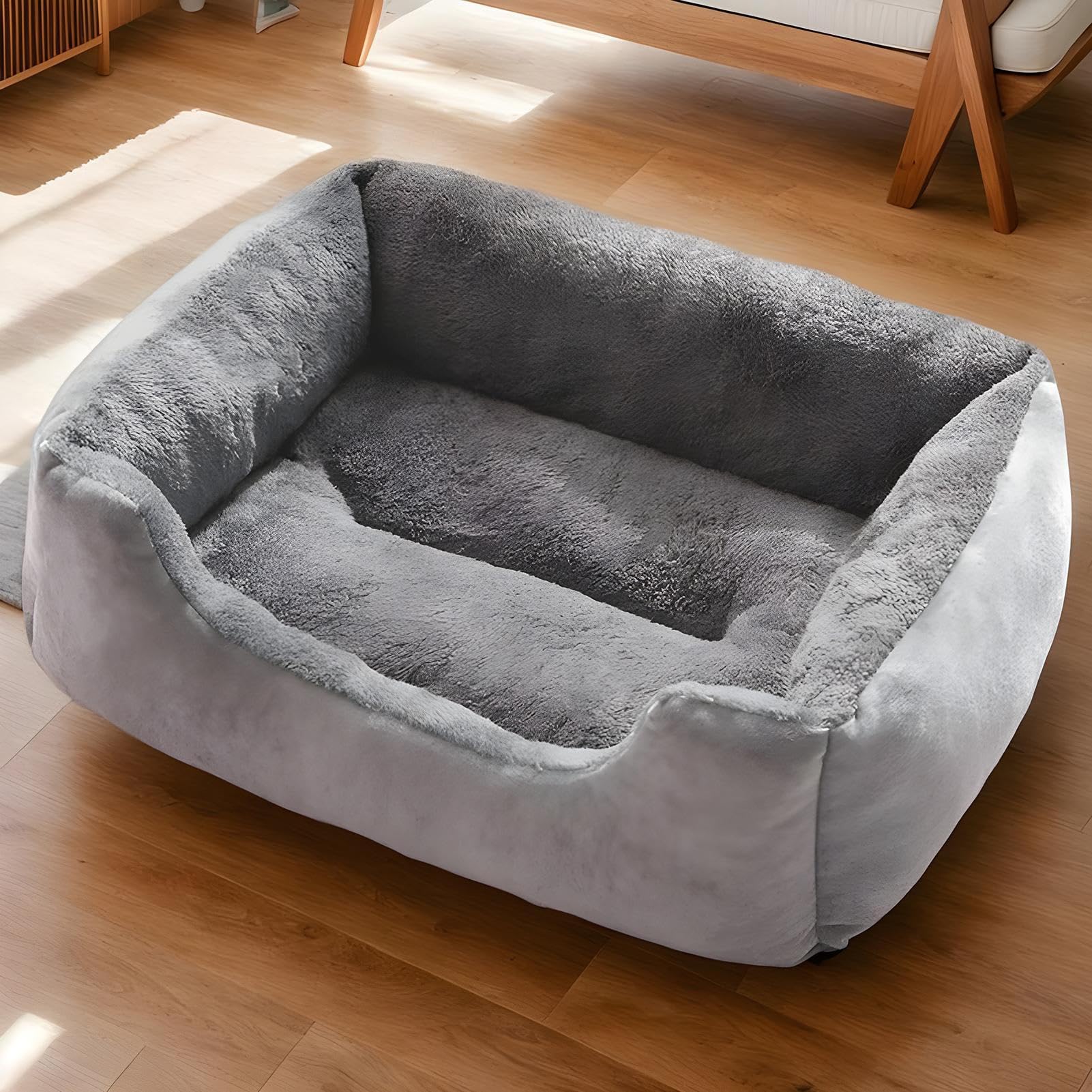 Cama para Perros Cama para Mascotas de Cachorros y con Fondo Antideslizante | Colchón Calmante y Calentador para en Interior Sala de Estar y Exterior Patio