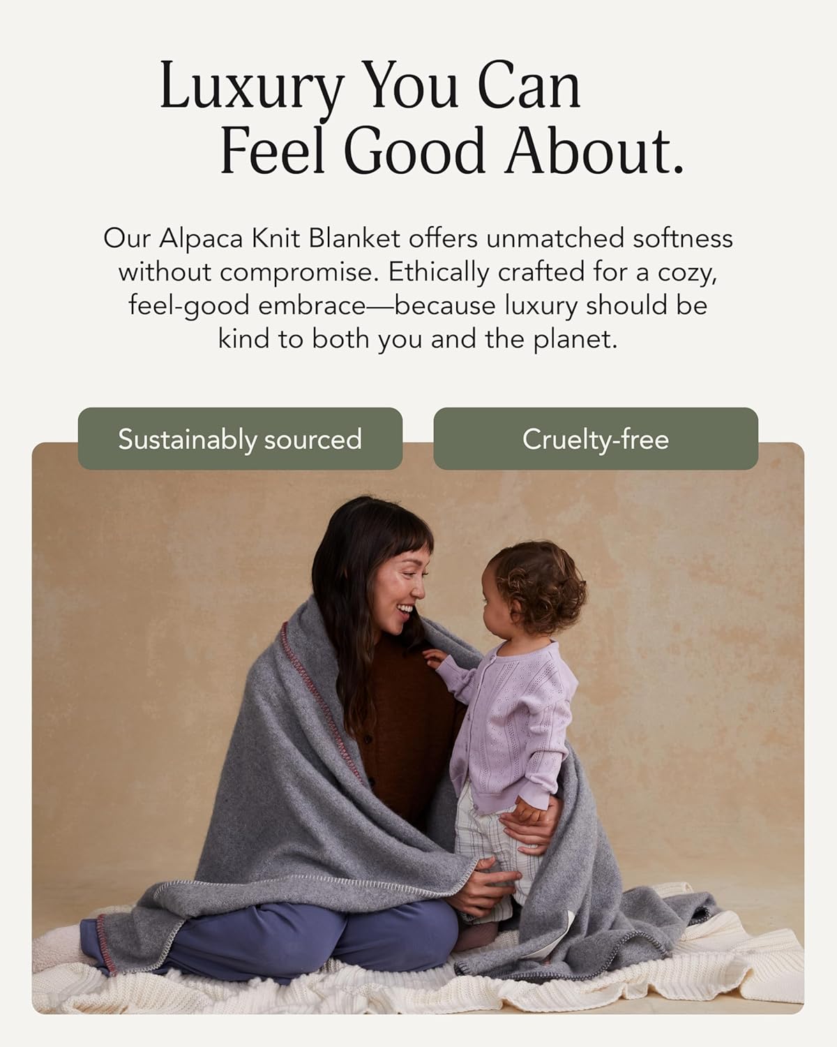 UnHide Knit Alpaca Blanket - 60" x 80" Ultra-Soft & Lightweight Throw - Made with Alpaca & Merino Wool - Sustainable & Ethically Sourced - Night Owl - Image 6