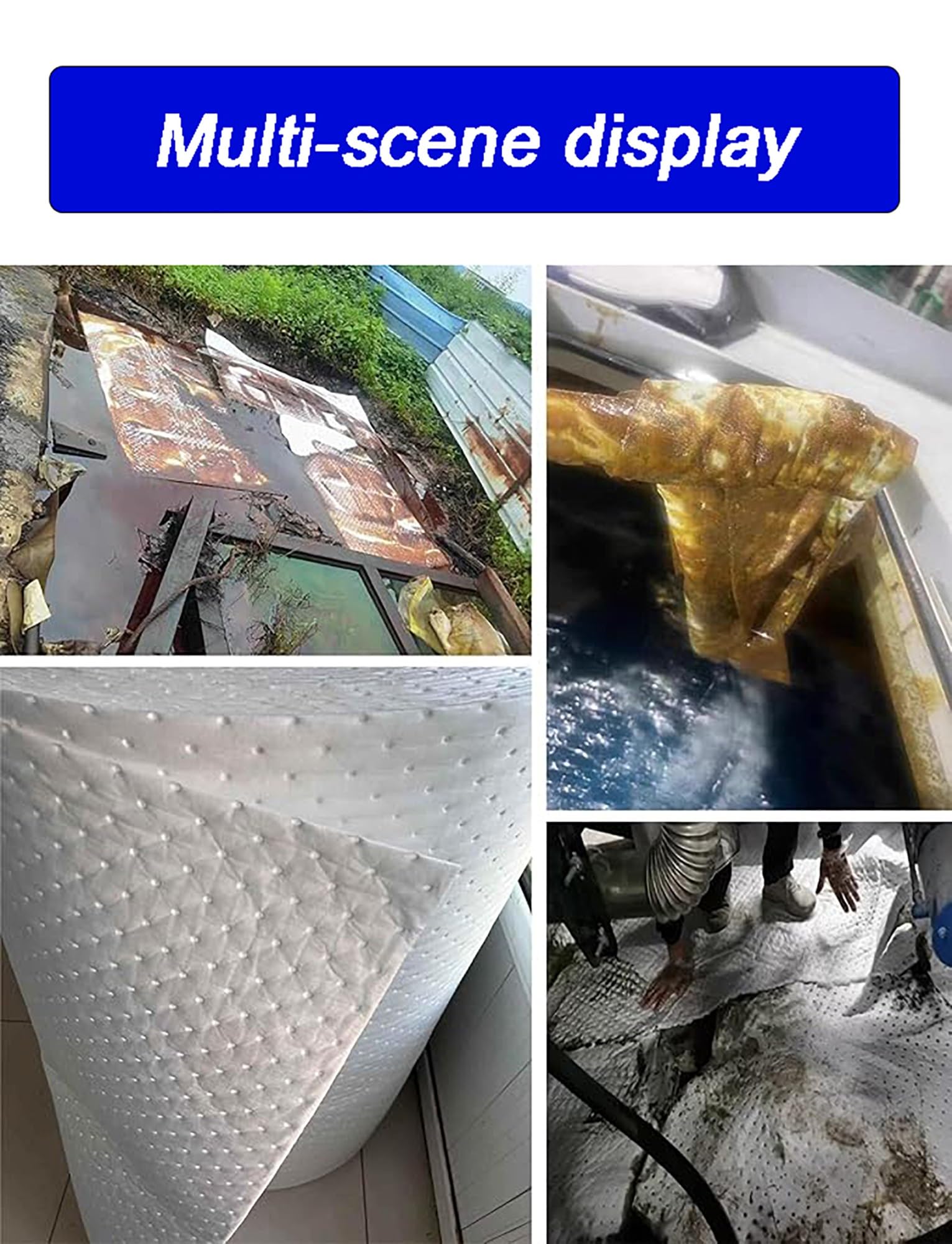 Rollo absorbente de derrames de aceite industrial, tapete de taller de alta absorción para garaje, laboratorio y limpieza industrial