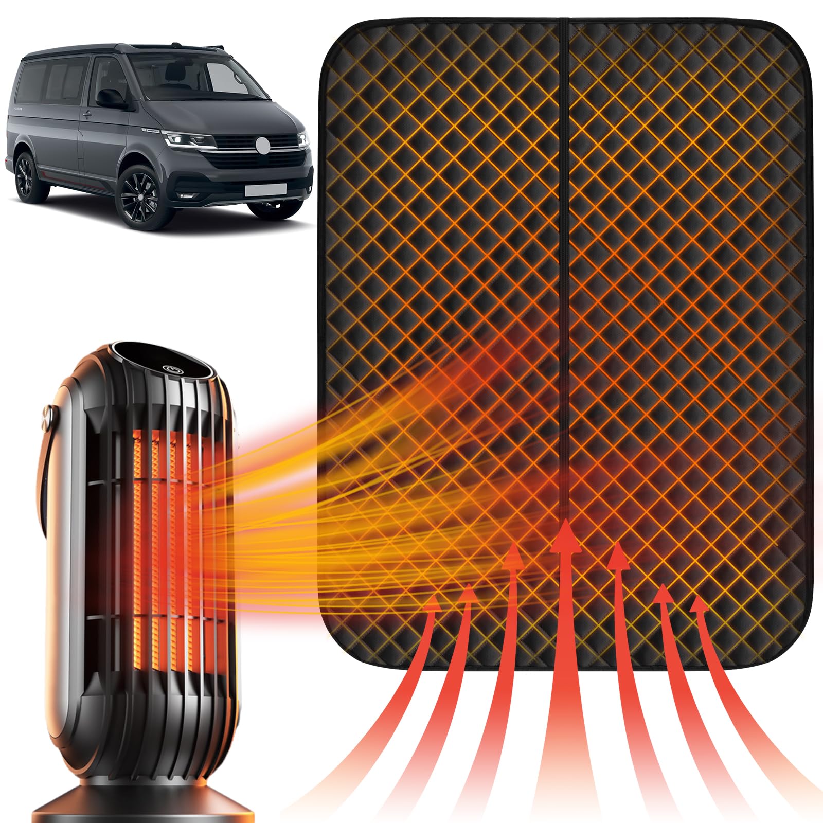 Isolierung Seitentür Türabdeckung kompatibel mit VW T5 T6 T6.1 California, Magnetischer Van Isolierte Thermovorhang, 420D Oxford Gewebe Isolierdecke Camping Reise, Einfache Installation