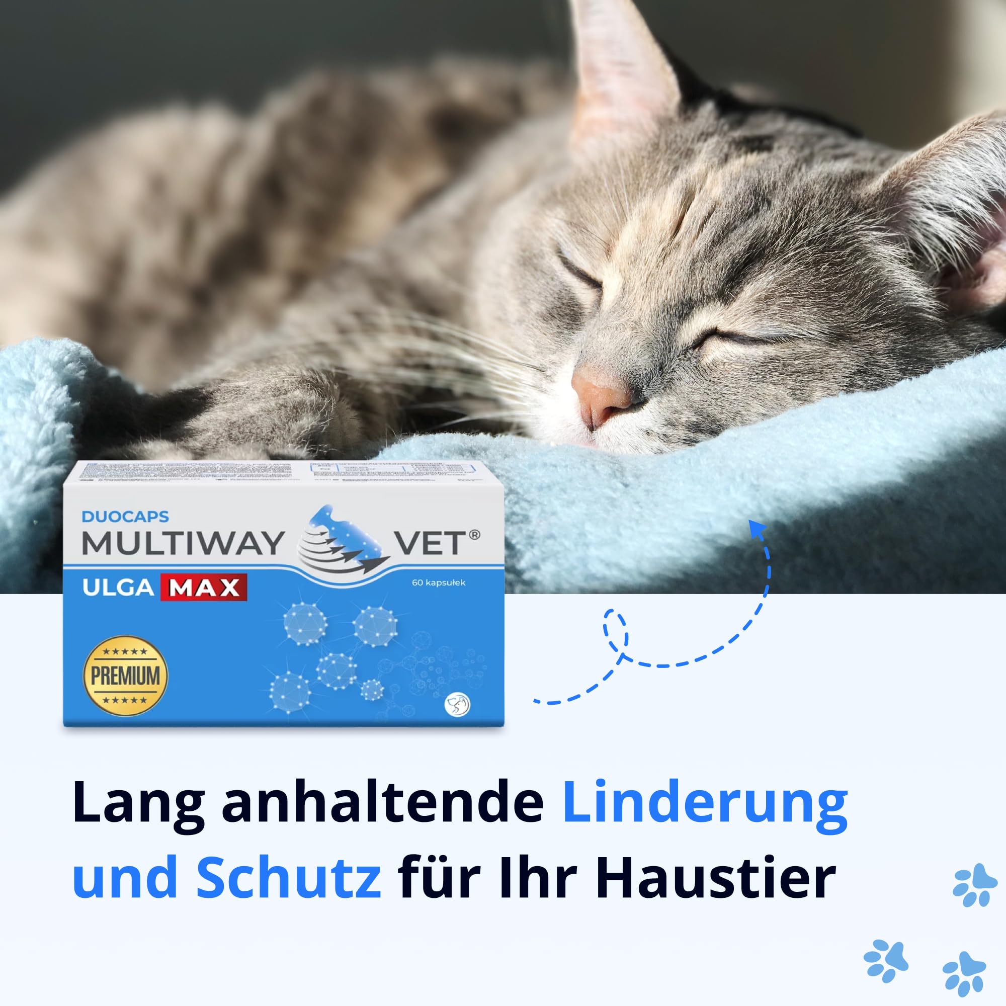 MULTIWAY VET® DUOCAPS ULGA MAX - kapsułki twist-off łagodzące stres, dyskomfort dla psa i kota, uspokajający, L-Tryptofan, kozłek lekarski, redukcja stresu, lęku, 60 kapsułek