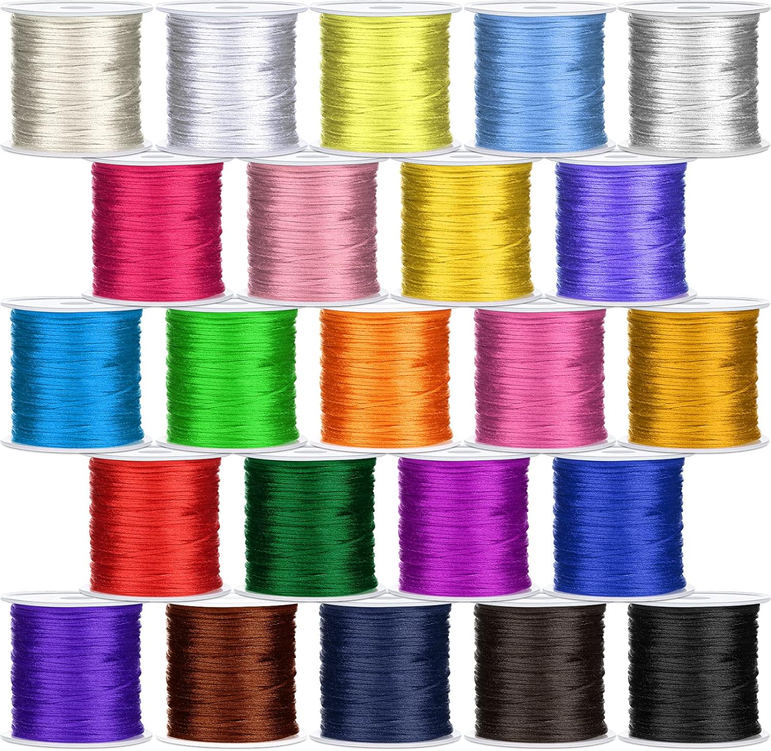 23 Rolls 1005 Yards 1.5 mm Nylon String for Bracelets String for Bracelet Jewelry Making Nylon Rattail Satin Silk Thread for Chinese Knotting Cord DIY Kumihimo Braided Beading, Necklace, Macrame Craft