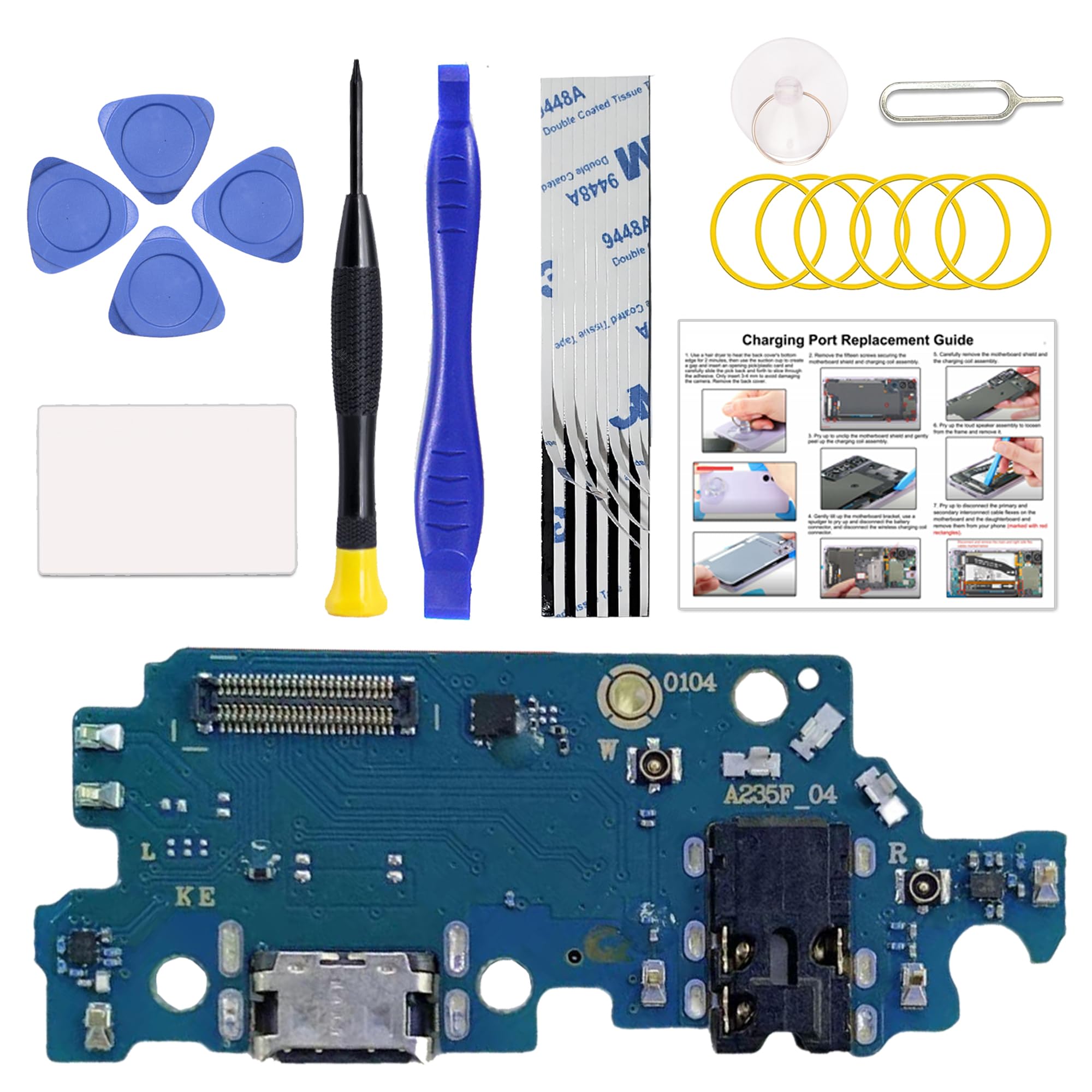 for Galaxy A23 4G USB Charging Board Port Replacement, Type C Dock Board Connector for Samsung A23 4G SM-A235F with Tools & Instruction