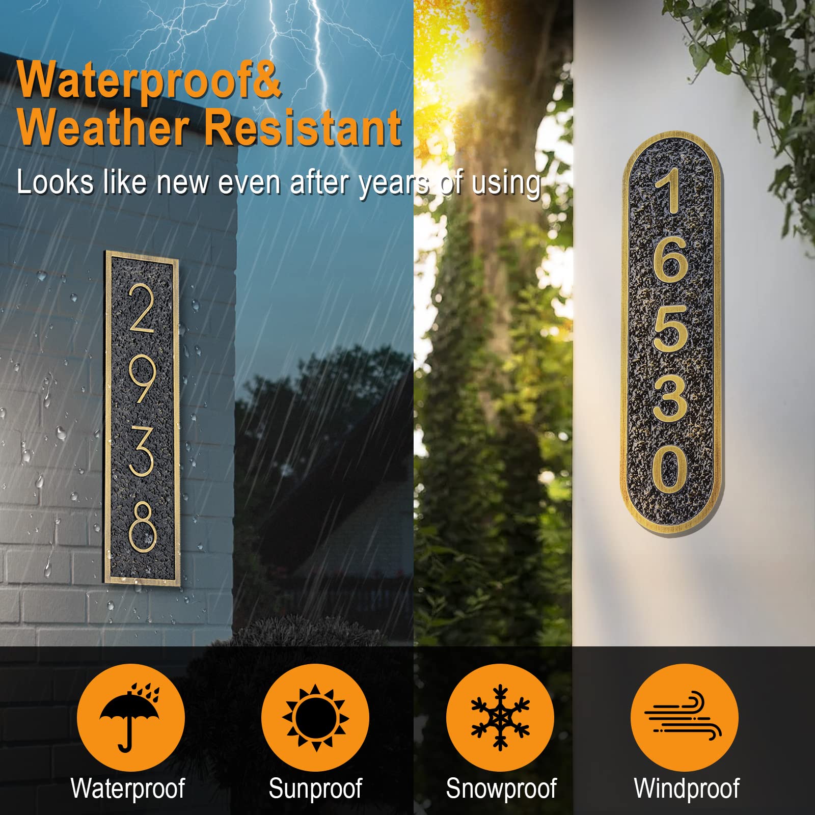 Personalized Metal Acrylic House Number 3W X 12H Custom