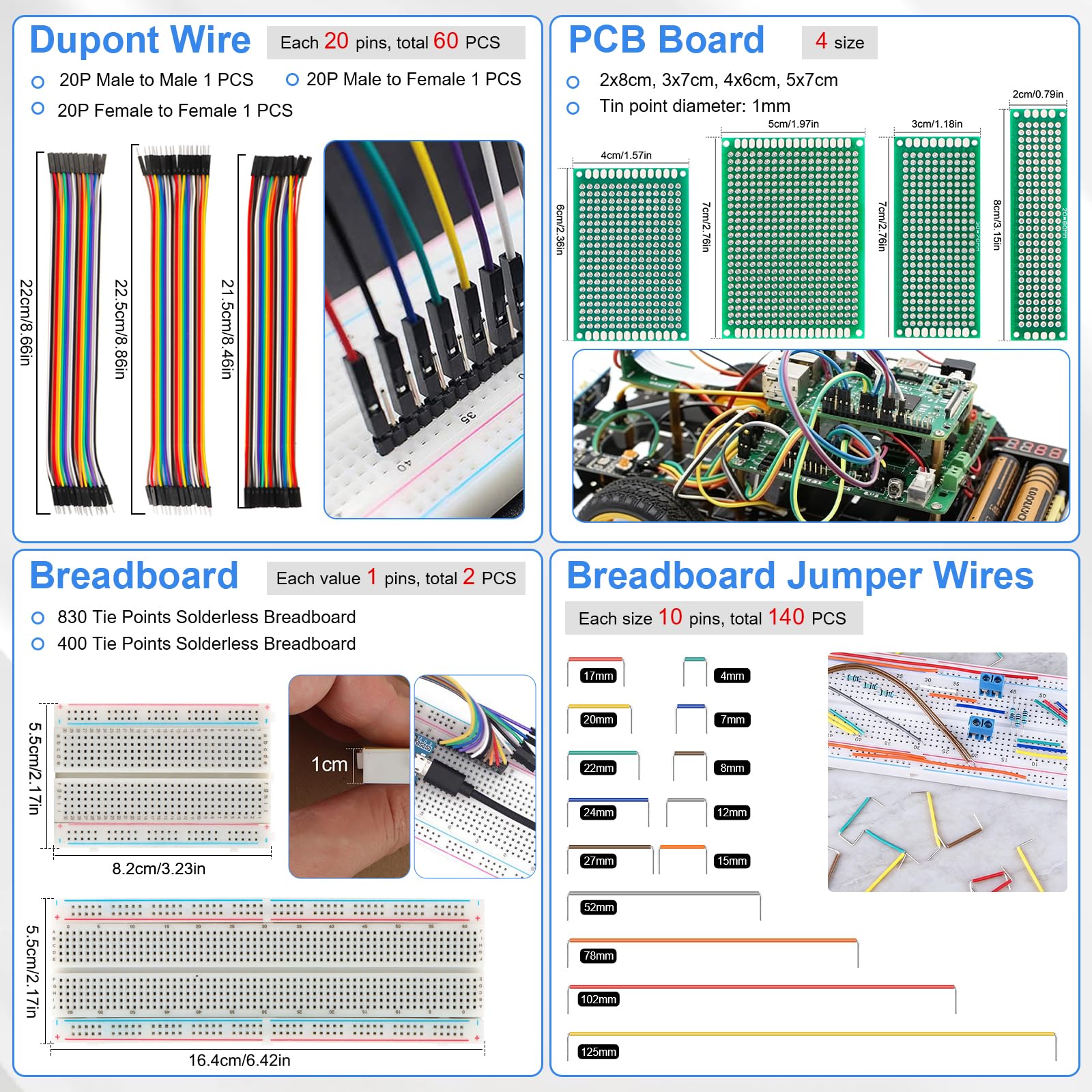 Assortimento di 1780 componenti elettronici con resistenza a strato metallico, condensatore, diodi, diodi luminosi LED, kit potenziometro, transistor, circuito stampato, Summer, Triode