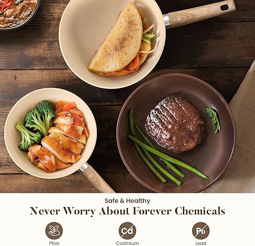 Miniatura 3 de Kitchen Academy Juego de ollas y sartenes de inducción antiadherentes, juego de utensilios de cocina antiadherentes de 12 piezas, juego de ollas y