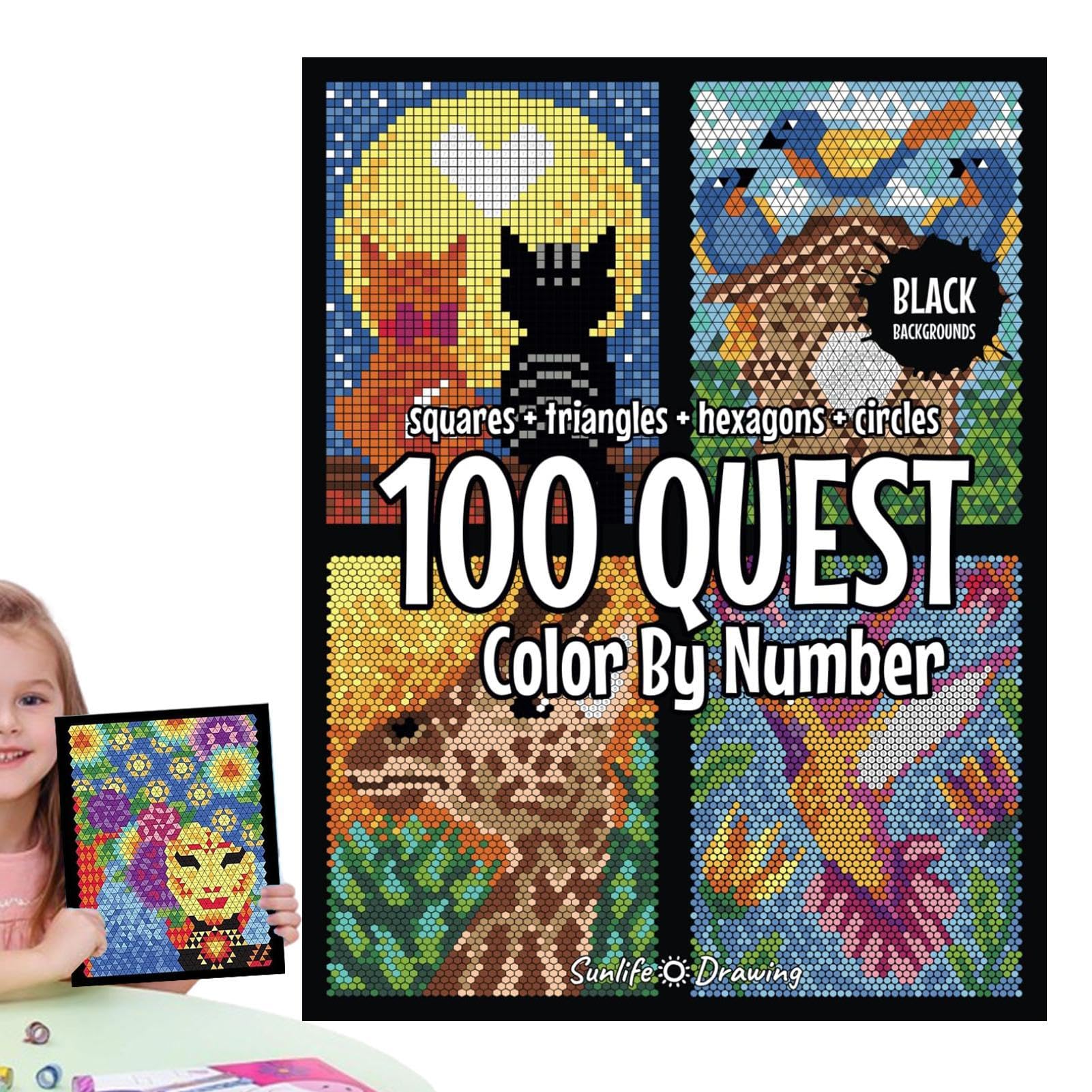 Libro Para Colorear Color Por Número – 100 Páginas Con Lápices Acuarelables De Doble Punta, Secado Rápido, En Inglés