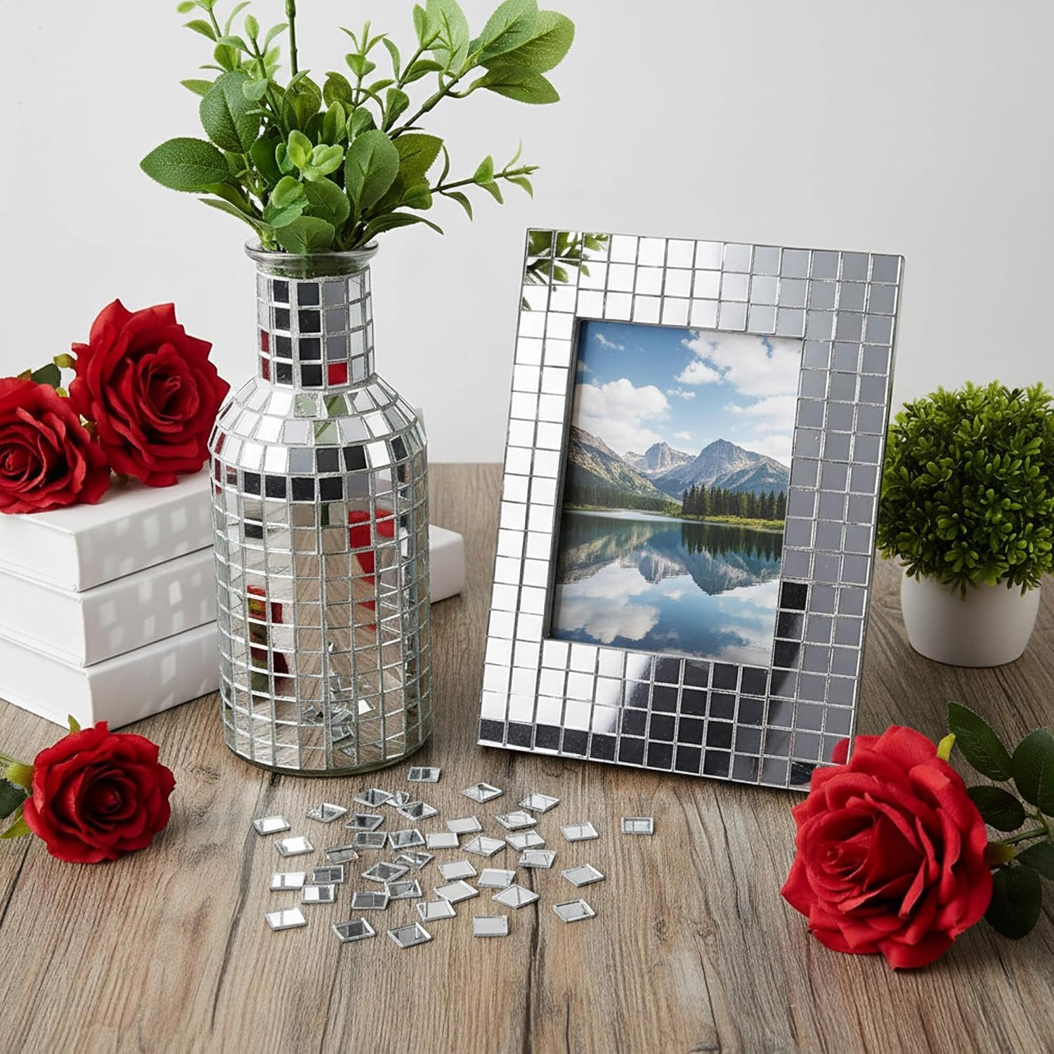 Disco Ball Mosaic Tiles, 16200 Pcs Self Adhesive Mirror Tiles | 16200 pcs self-adhesive mirror mosaic tiles, 5x5mm square glass pieces for DIY crafts, art projects, party and home decor