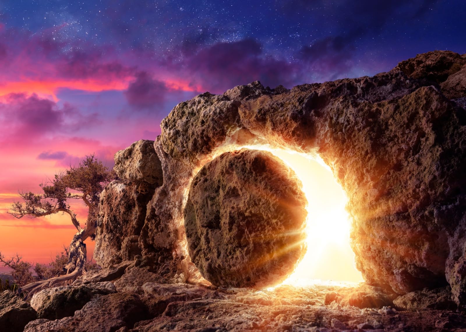 3x2.5m La tomba di Gesù Sfondo Tomba di pietra vuota Sfondo fotografico Crocifissione di Gesù Cristo Luci sante Sfondo croce Dio benedica Gesù Preghiera cristiana Photo Booth