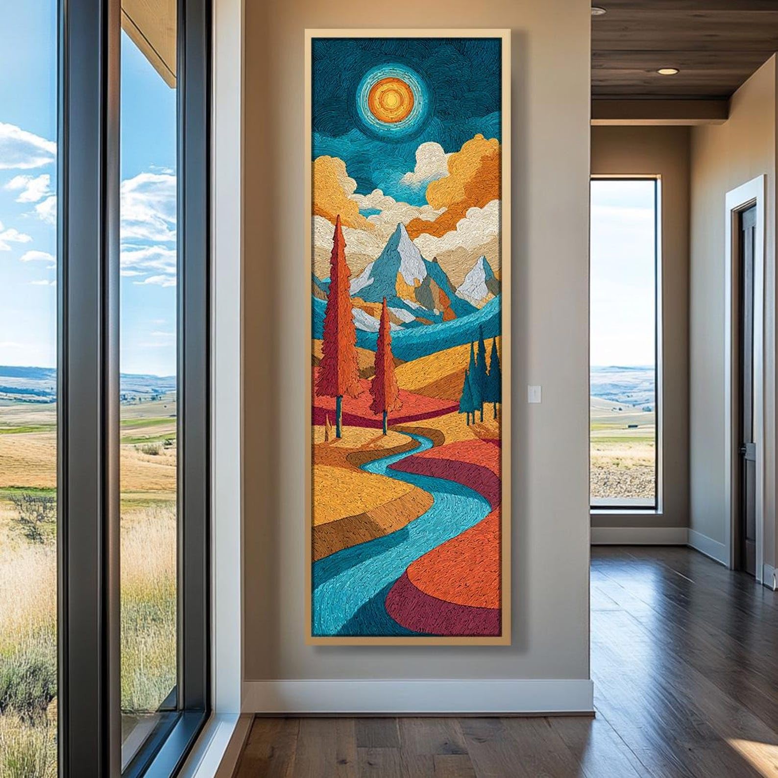Tableau long et étroit vertical en toile encadrée 65x195 cm - 8