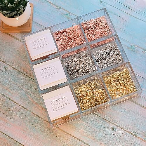 Miniatura 4 de Soporte para notas base acrílica y dorada, soporte de clips de papel para escritorio, bloc de notas en forma de cubo, organizador de escritorio de 3