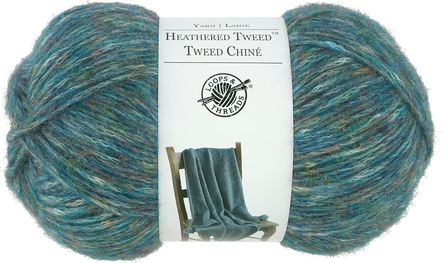 Loops & Threads Heathered Tweed Yarn - Yarn for Knitting, Crochet, Weaving, and Arts & Crafts - Azure, Polyester Blend, 5.29 oz