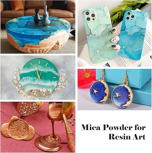 Miniatura 6 de Pigmento en polvo de mica negra (3.53 onzas), polvo de mica metálica de grado cosmético para resina epoxi, brillo de labios, jabón, fabricación de