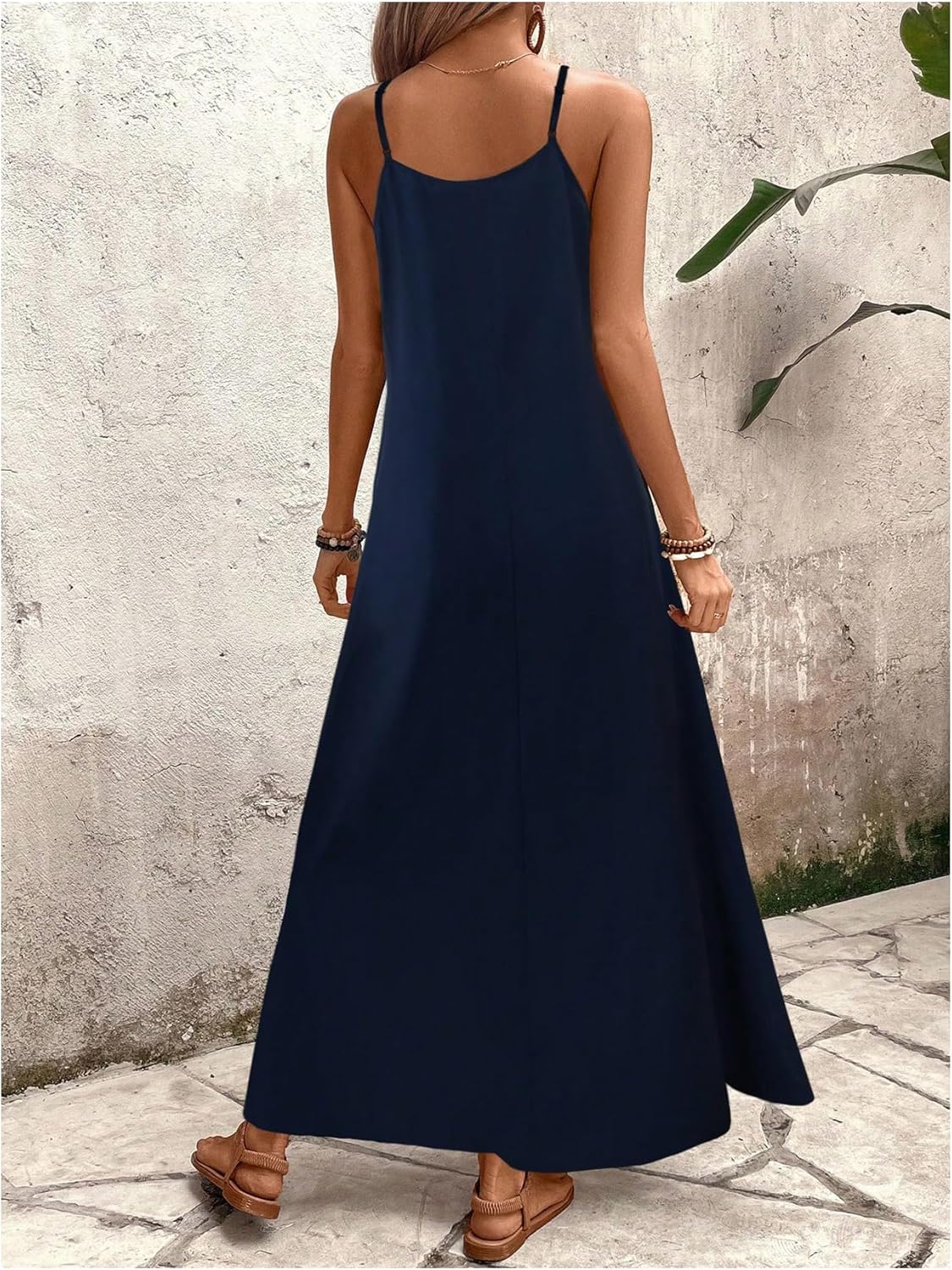 GORGLITTER Women's Sleeveless V Neck Oversized Maxi Long Dress Boho Bump Friendly Graphic Casual Beach Flowy Sun Dress