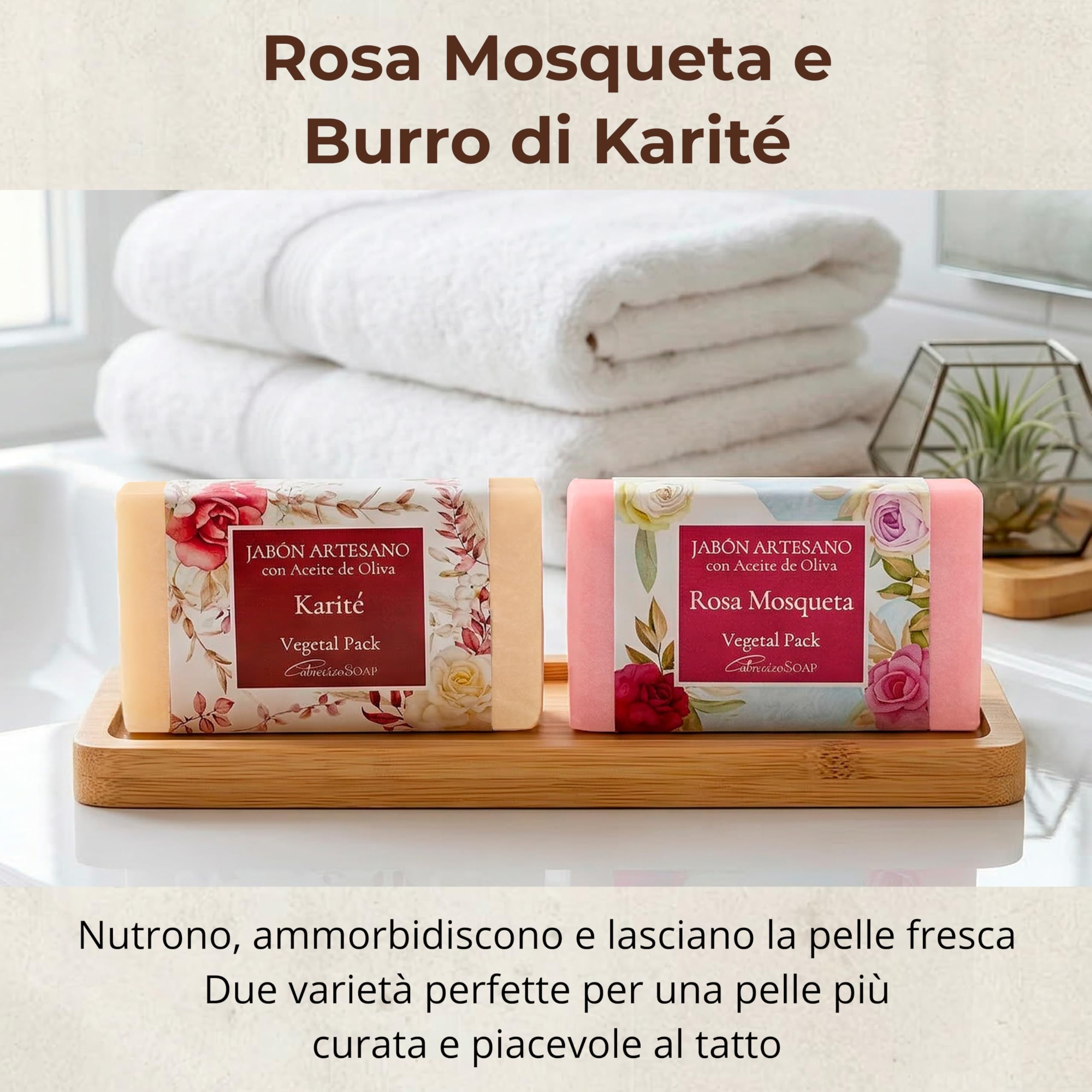 Set Sapone Naturale Corpo Karité, Argan, Mosqueta e Aloe – 4 saponette naturali 125 g in scatola – saponi naturali artigianali per viso, sapone solido corpo uso quotidiano