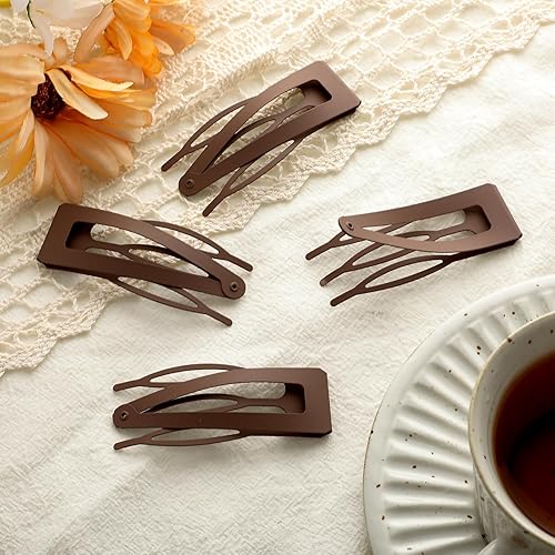 Miniatura 5 de Chinco 24 pinzas para el cabello de doble agarre de metal a presión para mujer, pasadores para hacer el cabello, suministros de salón (marrón, 2.8