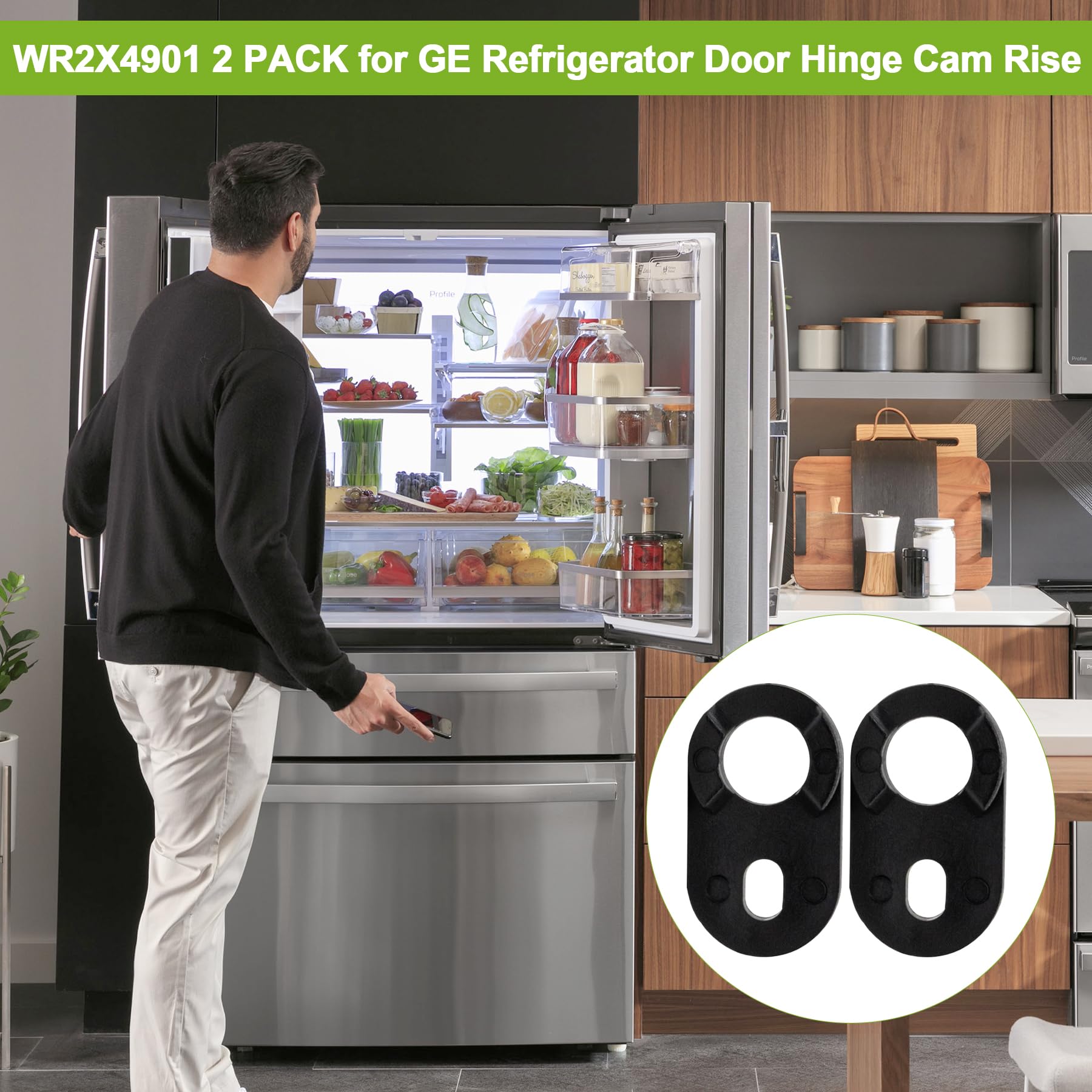 WR2X4901 - 2 unidades para bisagra de puerta de refrigerador GE AP2058495 PS297995