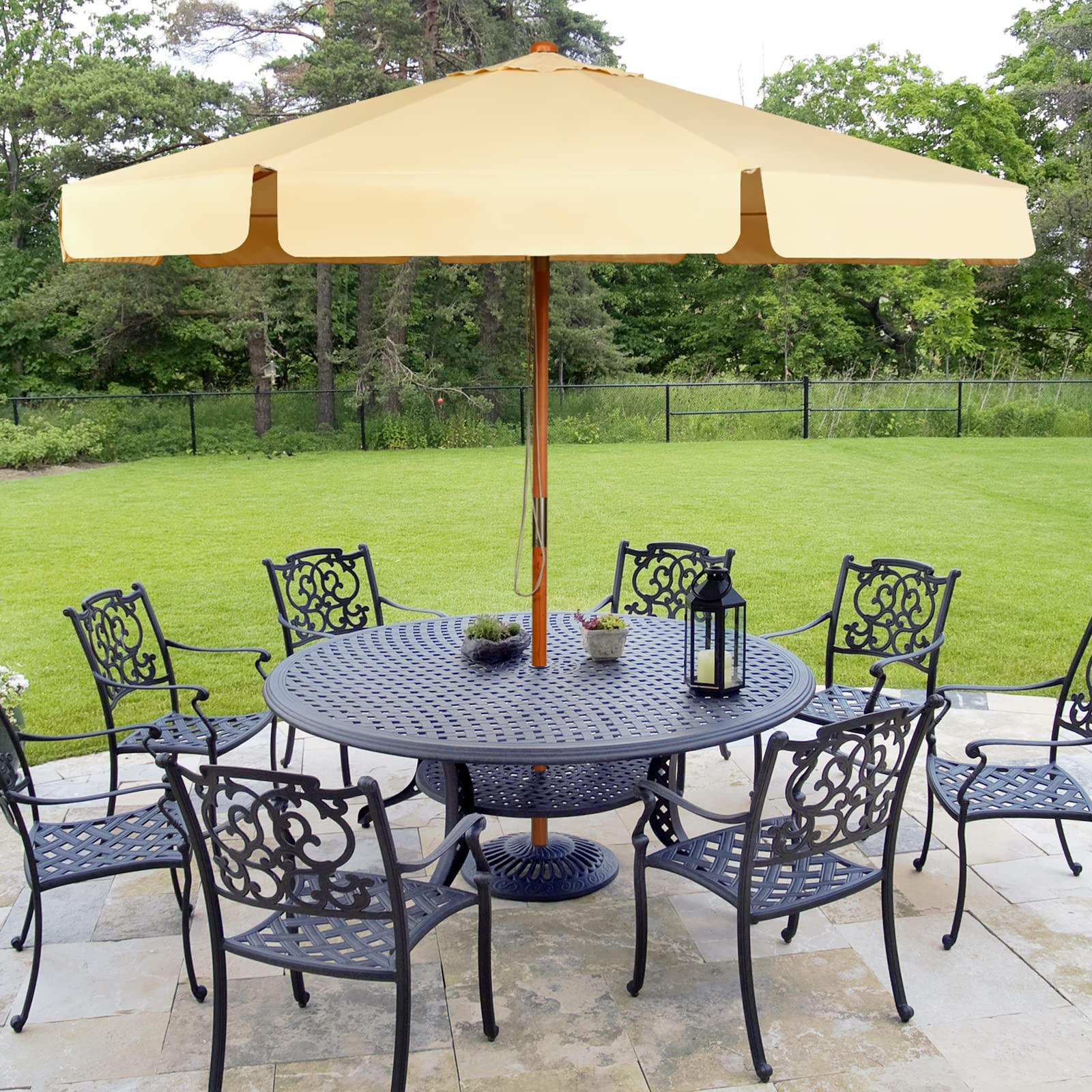 GIANTEX 3 m Sonnenschirm für den Außenbereich, 2 in 1, neigbar und zusammenklappbar, mit 8 Rippen, 48 mm Mast, mit Sonnendach für Regen und Sonne, in 2 Farben erhältlich