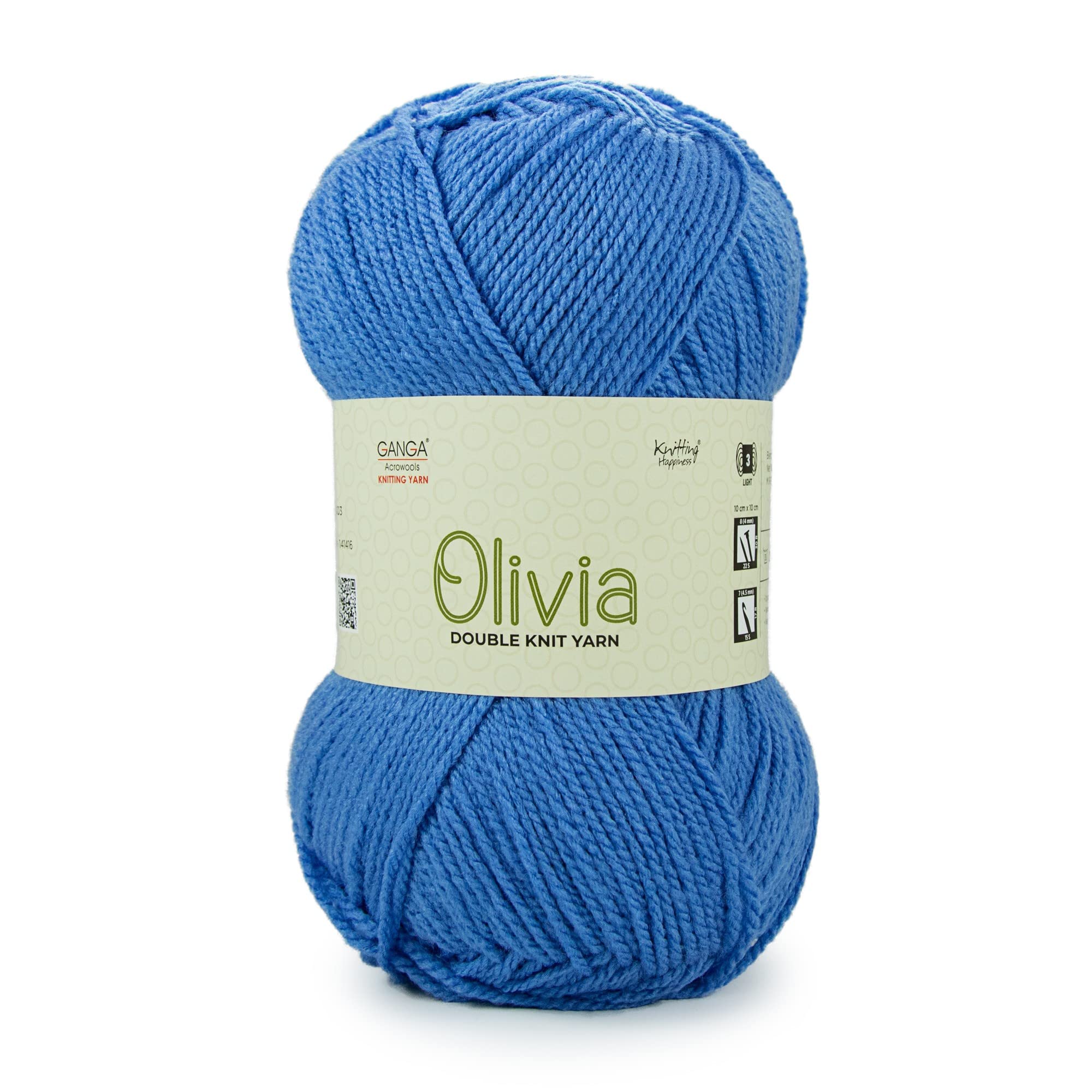 GANGA Acrylic Olivia Hand Knitting And Crochet Yarn (Blue) (100Gms)
