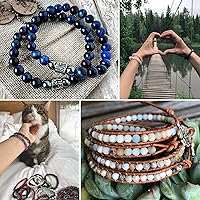 Vista 7 de 45 piezas de cuentas de piedra natural de 0.31 pulgadas de ágata pavo real, cuentas sueltas redondas de piedra de energía curativa para hacer joyas