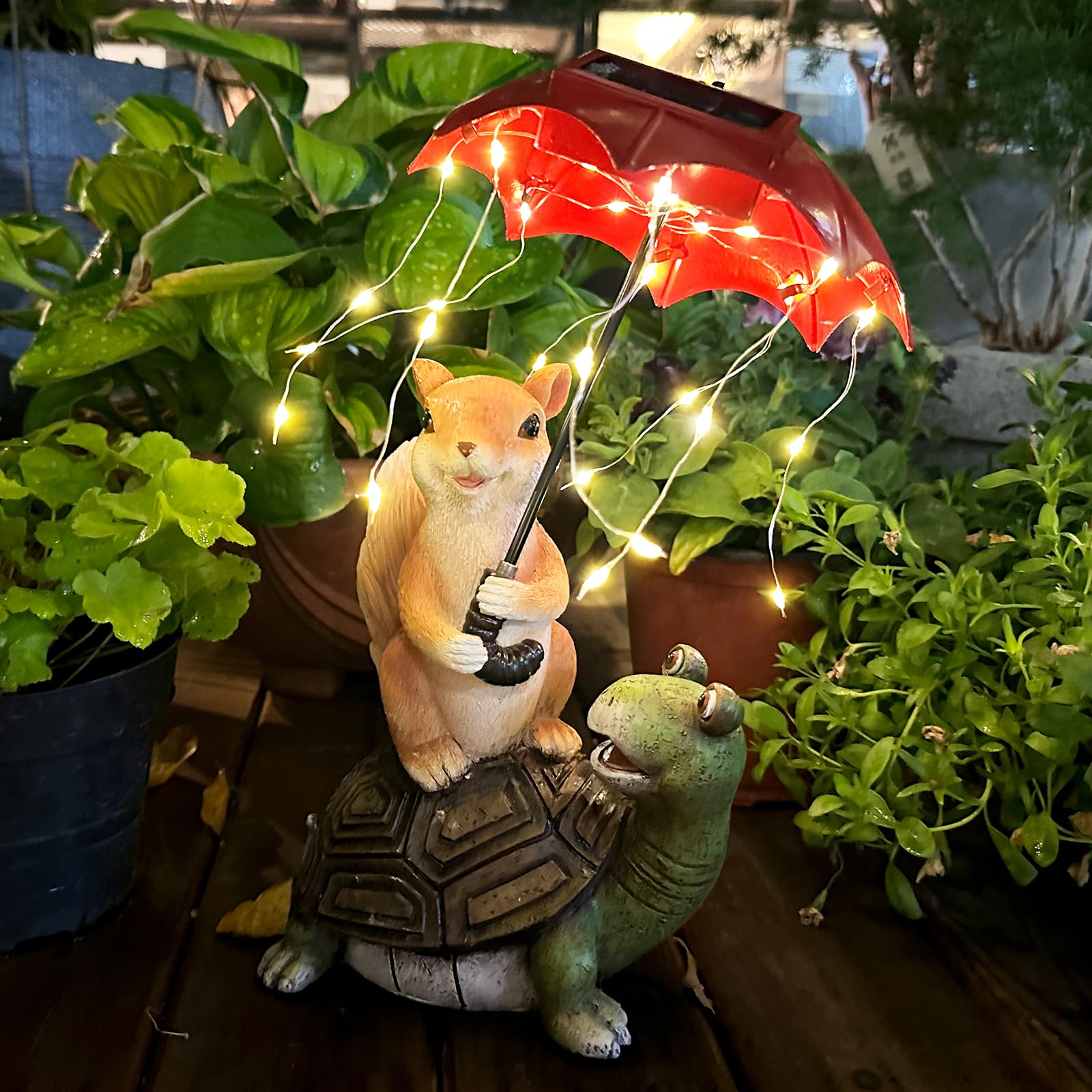 Joint Honglin Tuinkabouter standbeelden hars kabouter zittend op Highland Cow Solar LED Lights Outdoor Telescoop Kabouter Geschenken voor Tuin, Patio Decor