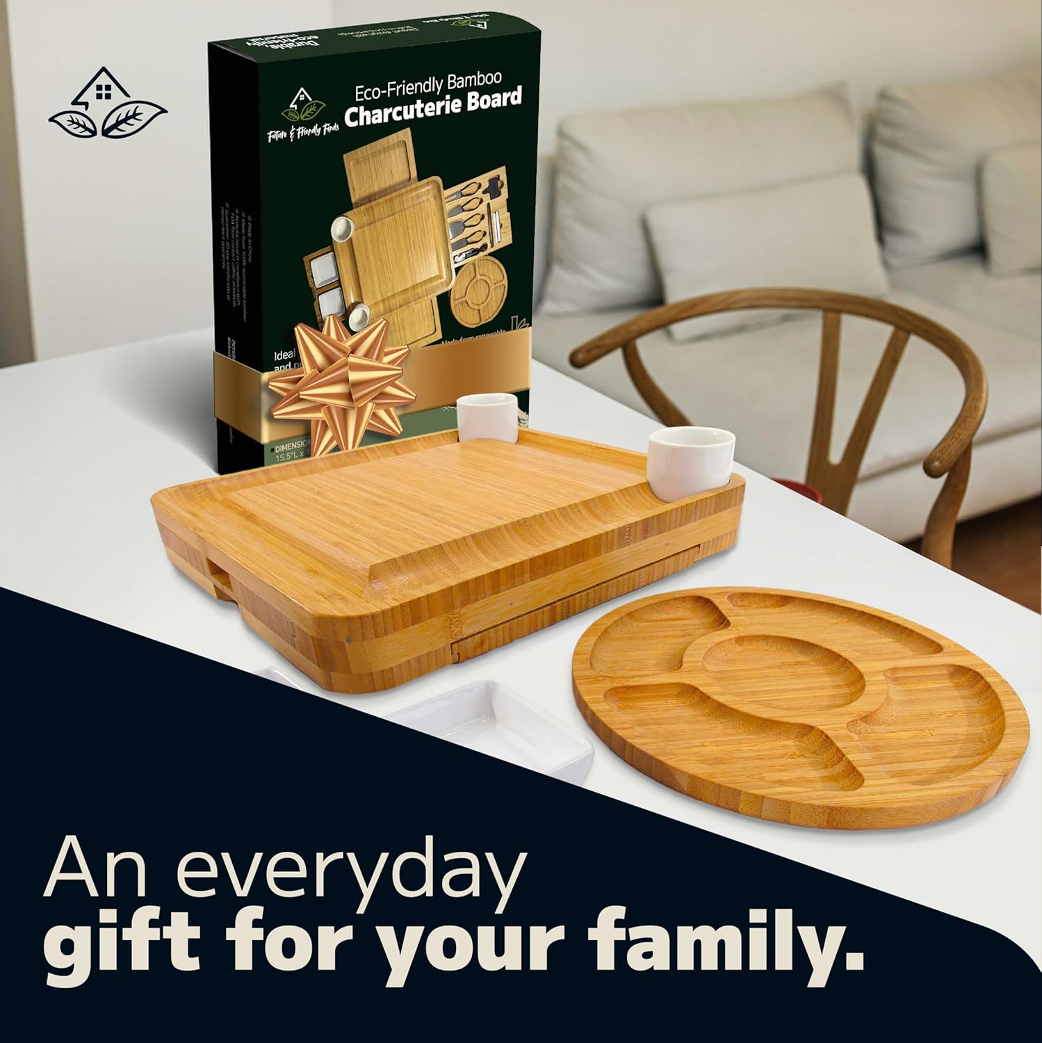 XL Bamboo Charcuterie Board Set – Premium Cheese Board with Accessories, Large Serving Platter for Wine & Appetizers, Perfect Housewarming & Wedding Gift - Image 8