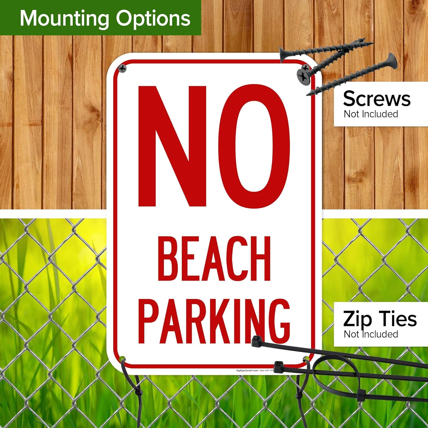 No Beach Parking Sign, 12x18 Inches, 55 mil thick HDPS (high density polystyrene), Made in USA by My Sign Center