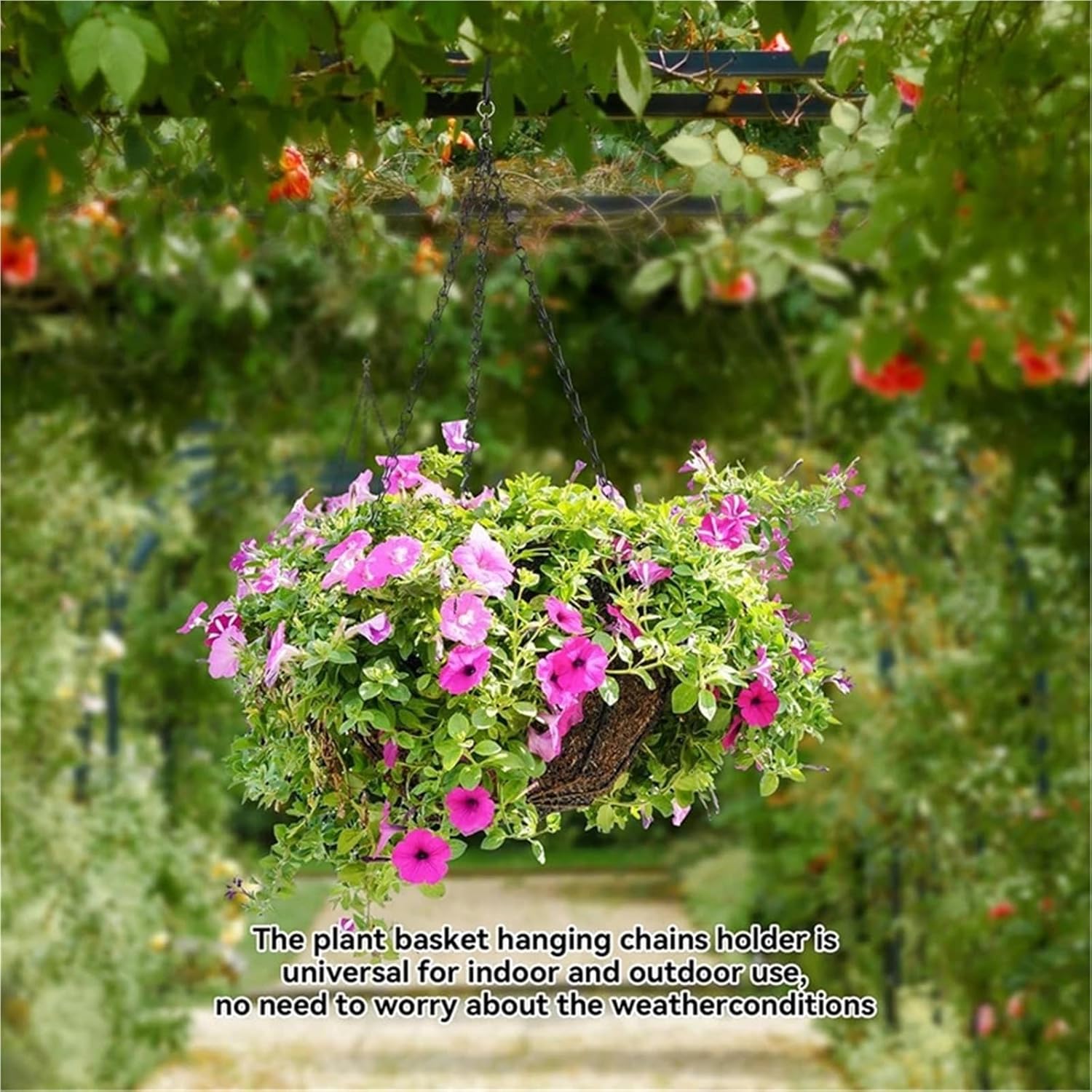4 Pcs 40cm Imitation Rattan Hanging Basket Flower Pot Chain with 3 Hooks Basin Hydroponic Plants Plant Grow Home Garden Decor for Planters(White)