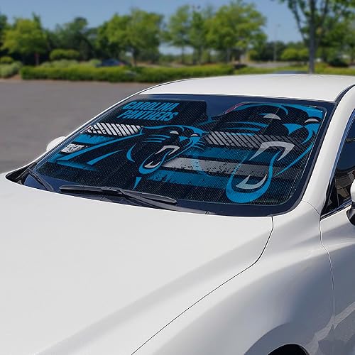 Vista 45 de Fanmats Parasol para parabrisas de la NFL, parasol de acordeón triple para almacenamiento, 59 x 29.5 pulgadas, diseño colorido del