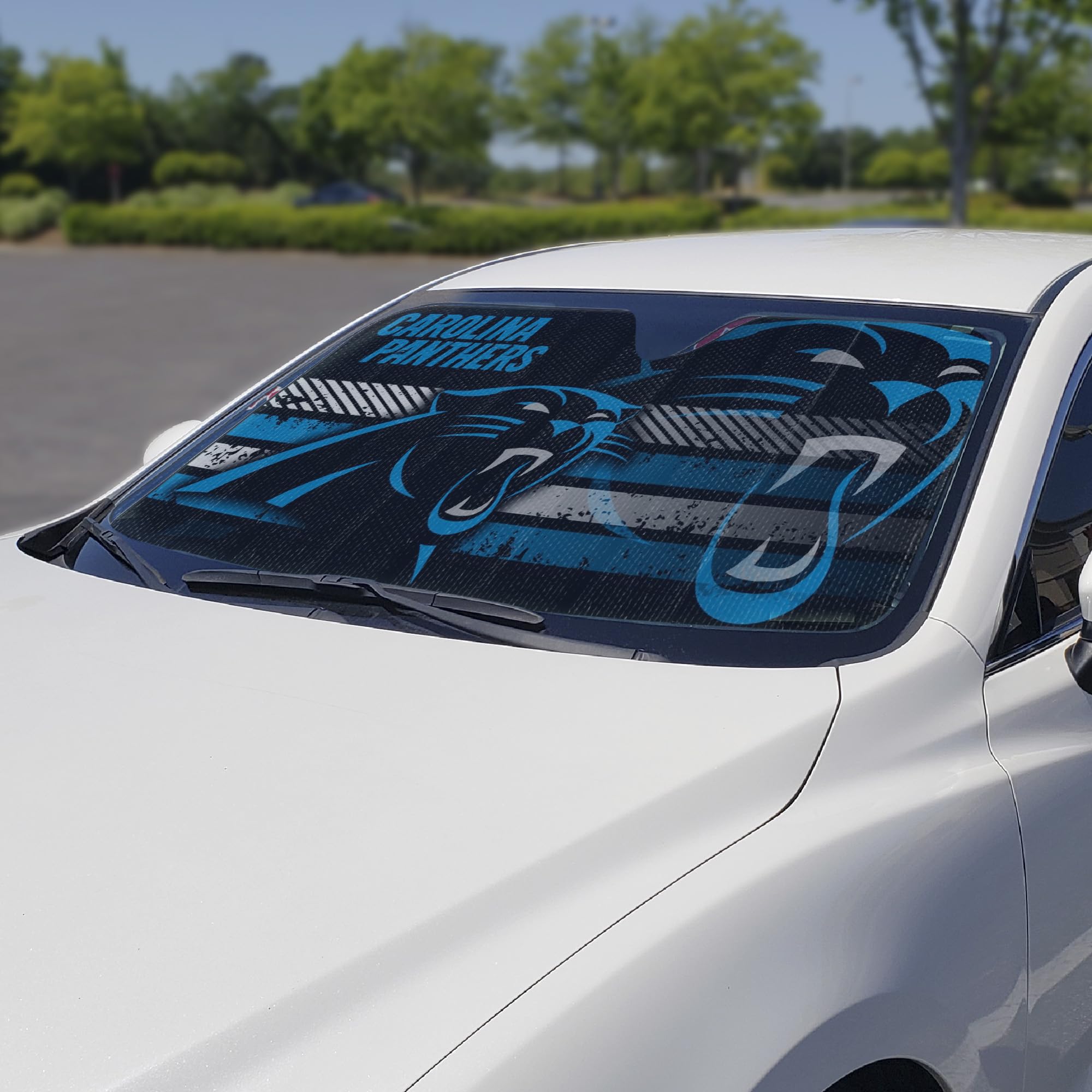 FANMATS 60046 NFL Carolina Panthers Windschutzscheibe Sonnenschutz Sonnenblende | Akkordeon dreifach faltbar zur Aufbewahrung | 149,9 x 74,9 cm, buntes Team-Design
