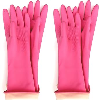 Myungjin 2 Pairs Kids Reusable Multipurpose Waterproof Hand Protection Rubber Latex Gloves/Dishwashing, Cleaning, Painting