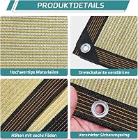 QOFLY Árnyékoló Háló 1x2m - Bézs Kerti Napvédő Fólia Fűzőszemekkel, Légáteresztő Szélvédő, Vízáteresztő Polyester Napellenző 6