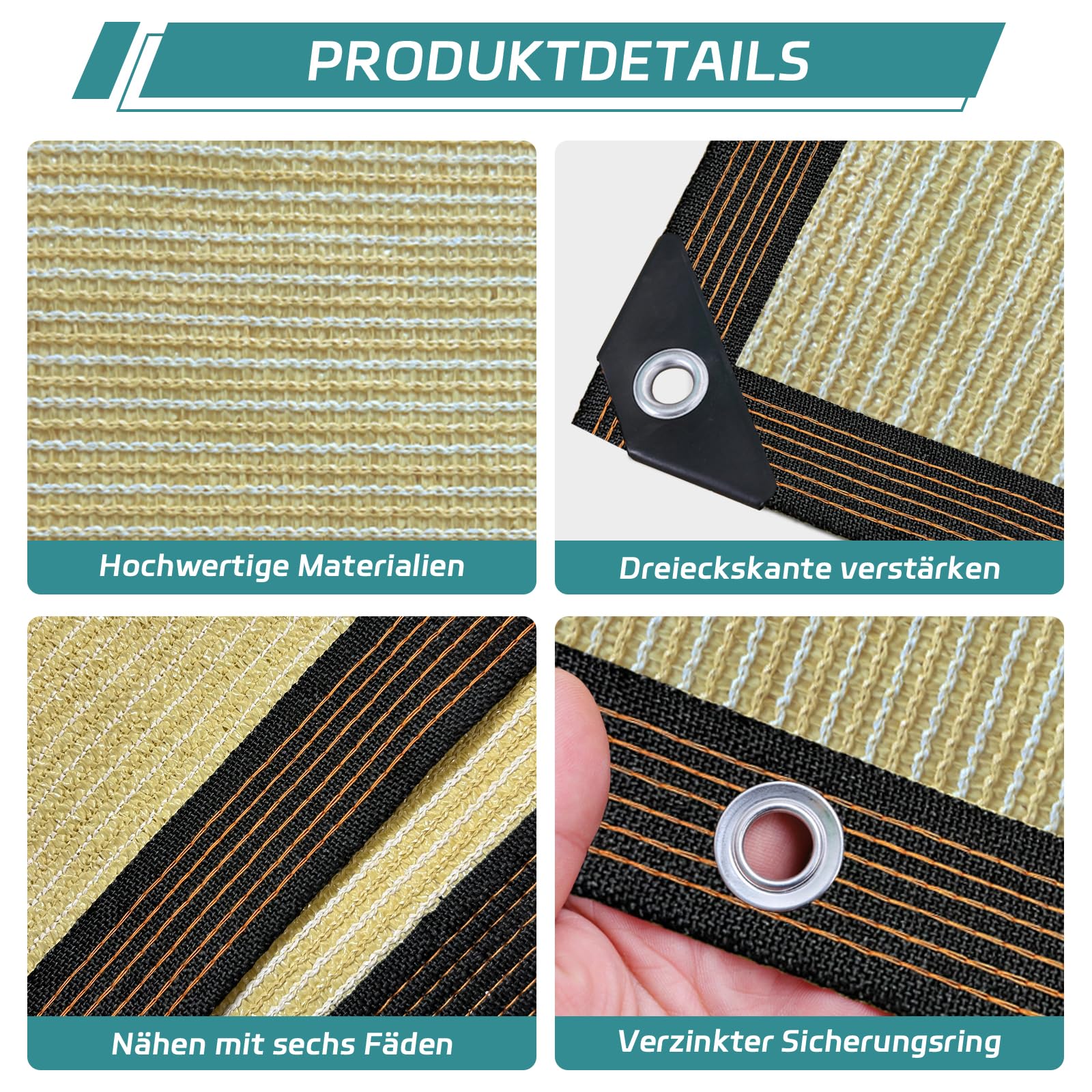 Red de sombreado 1 x 2 m, pequeño toldo con ojales permeable al aire, red de sombra, red de sombra, resistente al agua, color beige