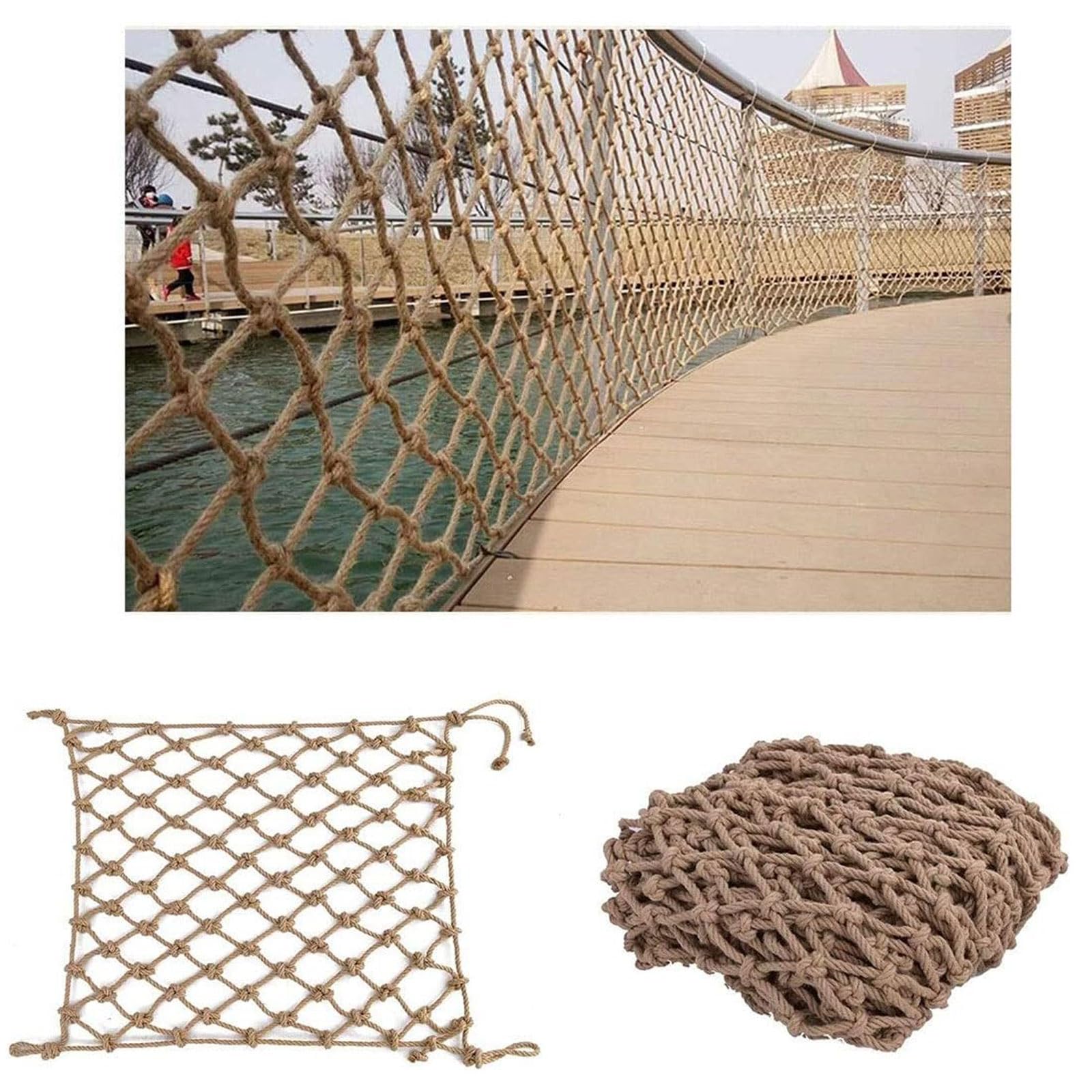 Red de Seguridad Para Barandas Exteriores, Red de Valla de Cuerda de Cáñamo, Red de Decoración de Jardín, Red de Seguridad for Balcón Escalera Niños, Partición del Sitio(Size:1*7m(3*22ft))