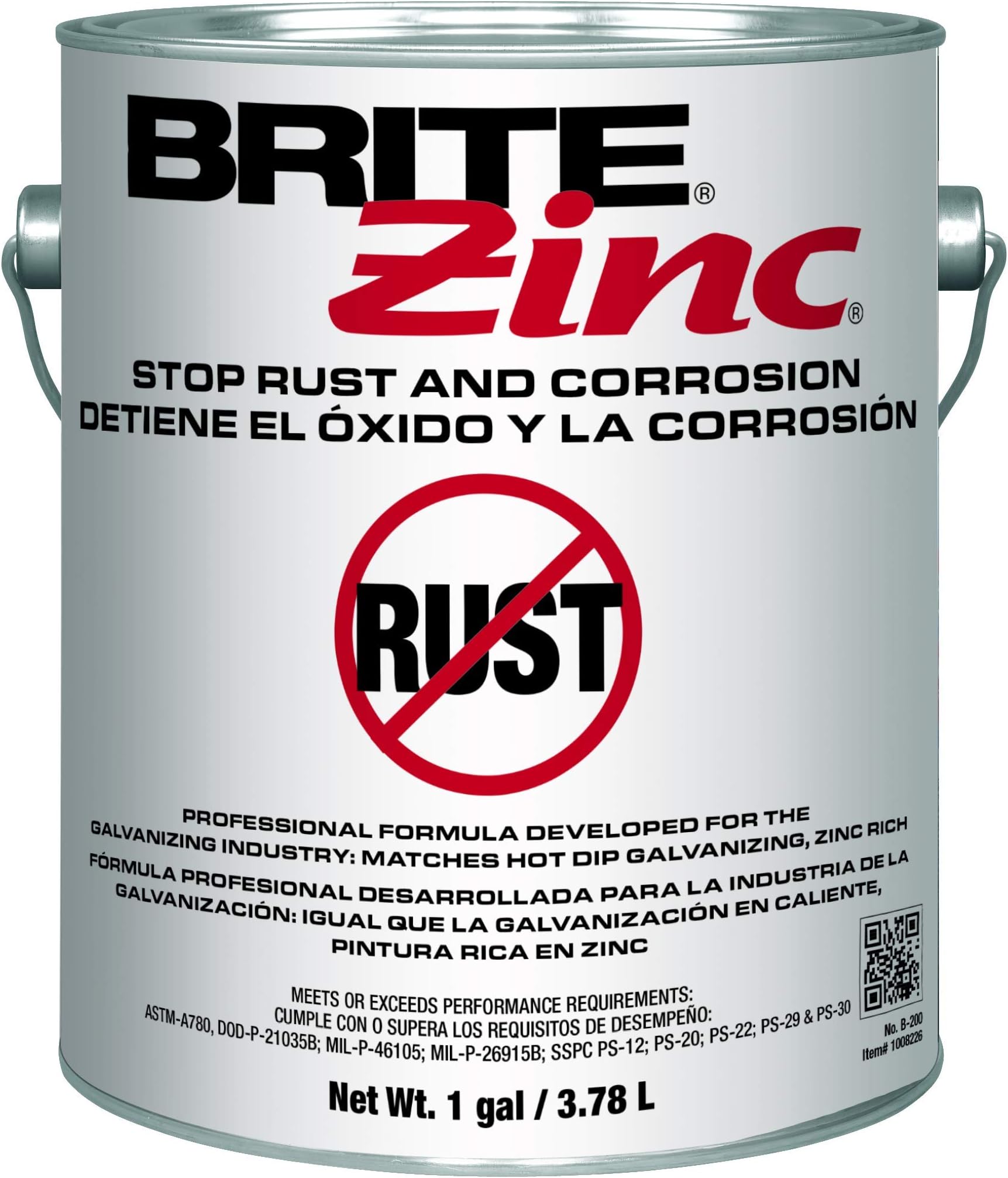 Weld Aid B-200 Brite Zinc Primer, 1 gal,Gray