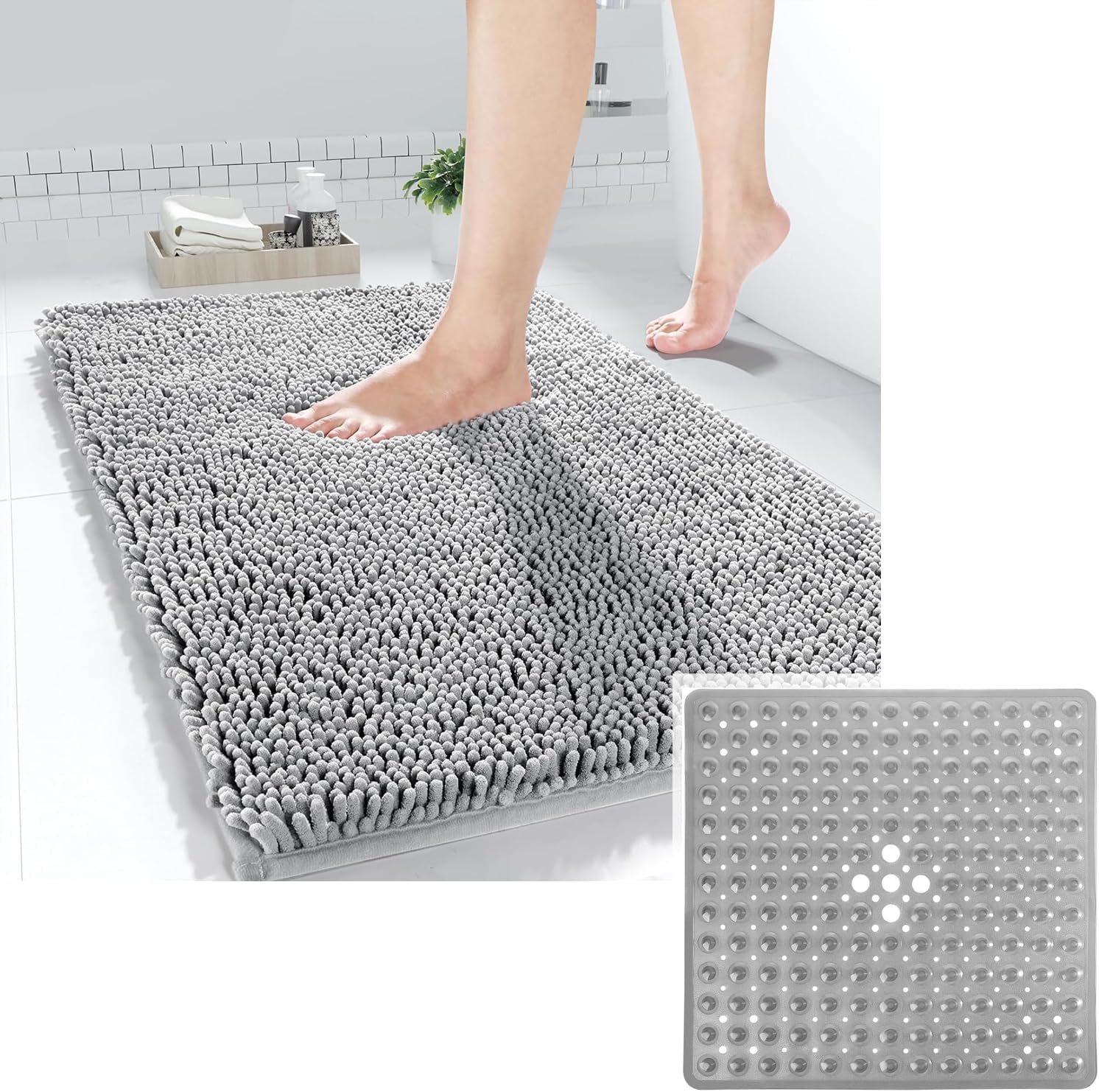Amazon.com: Yimobra Chenille Bathroom Rug, Extra Soft Absorbent Bath ...