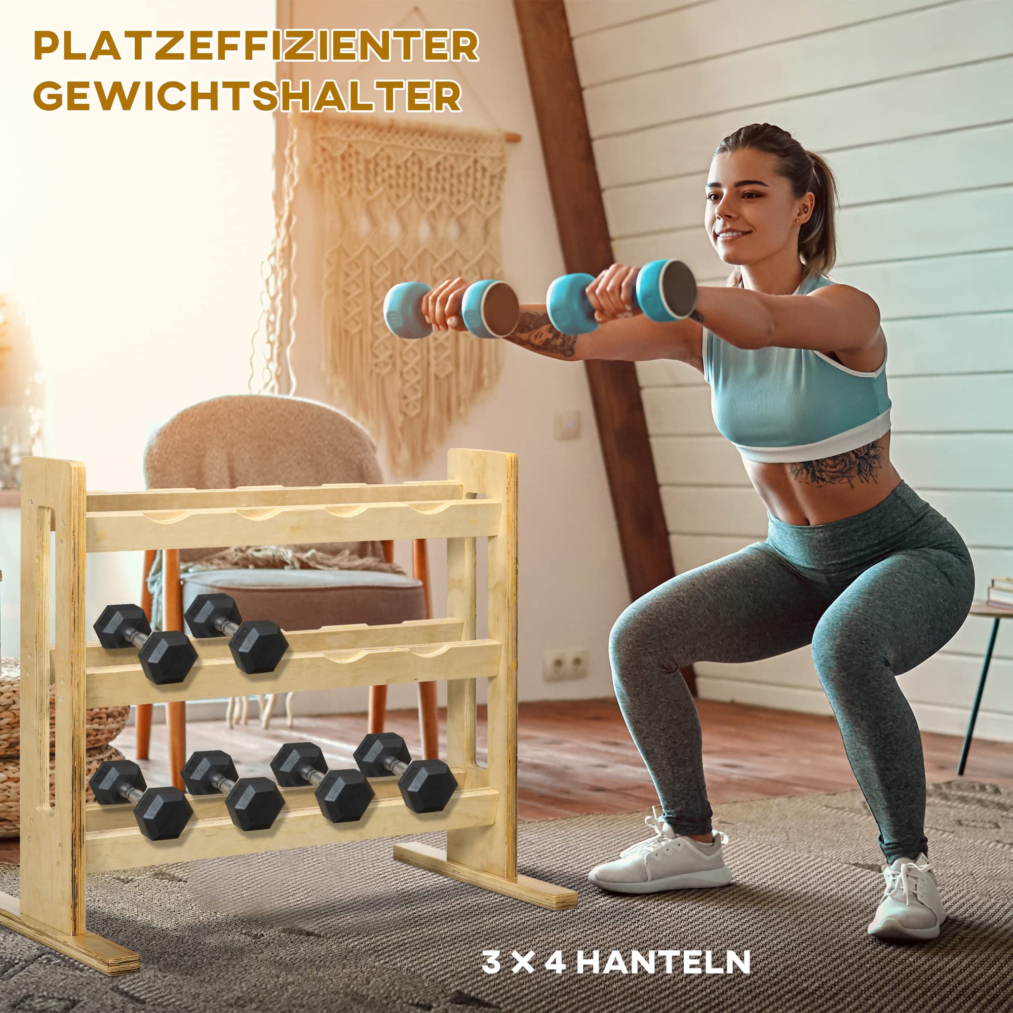 Support Haltères Triangulaire 3 Étages - Range Haltères Portable Pour Musculation à Domicile