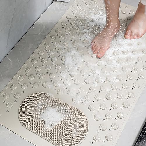 Miniatura 2 de Tapete de ducha antideslizante  Tapete antideslizante para bañera con ventosas  Drenaje rápido y función de masaje de pies  Lavable a máquina y