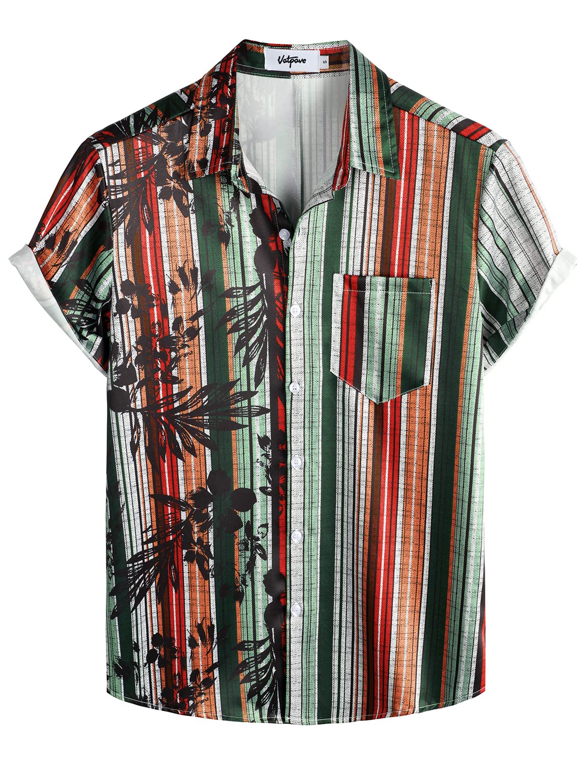 VATPAVE Mens Hawaiian Flamingo Shirts Casual Tropical Short Sleeve Button Down Shirt Summer Beach Shirts