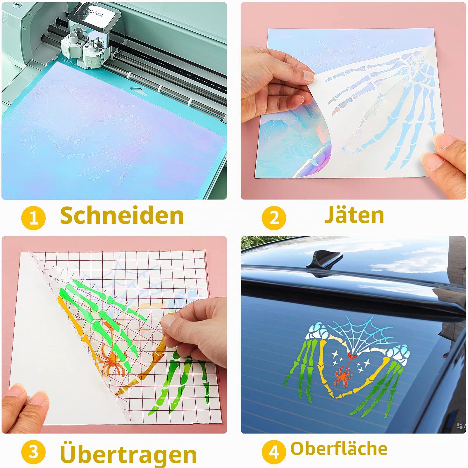 Lya Vinyl Holografiche Vinylfolie Plotter 30.5cm x 30.5cm - 15 + 2 Blätter Plotterfolie Selbstklebend Holographic Plotterfolie Vinyl für Basteln, Tassen und Glas